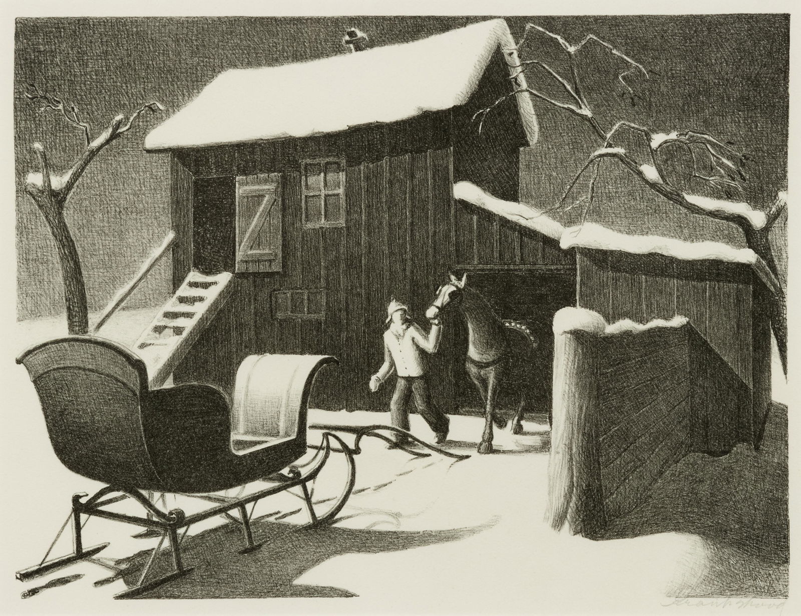 Grant Wood (American, 1891-1942) December Afternoon, (1 of 5)