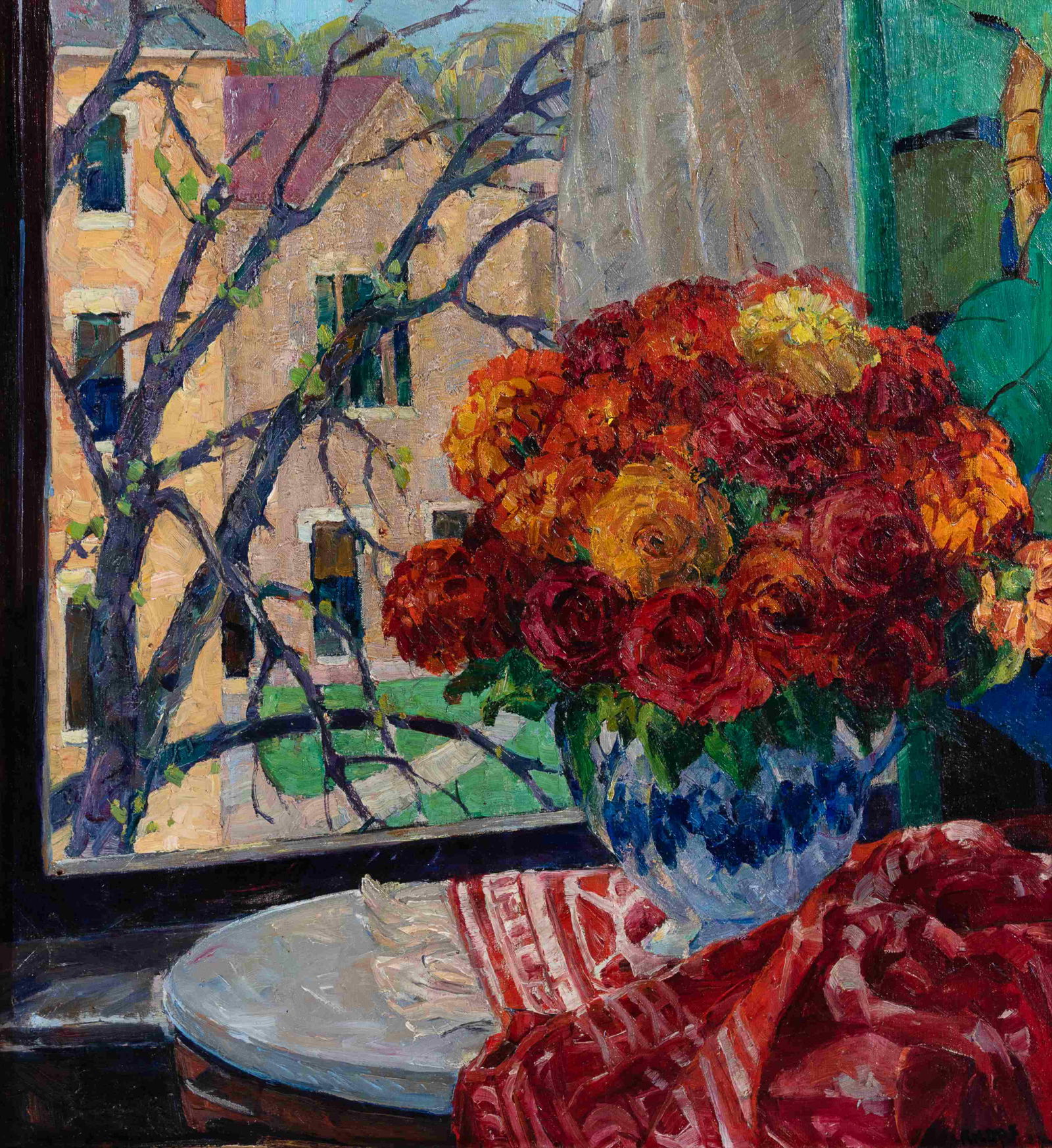 Nellie Augusta Knopf (American, 1875-1962) View from My: Nellie Augusta Knopf (American, 1875-1962) View from My Window at the College, 1929 oil on canvas signed N. A. Knopf and dated (lower right) 28 x 26 inches. Provenance: Sue Chellgren, great-niece of t