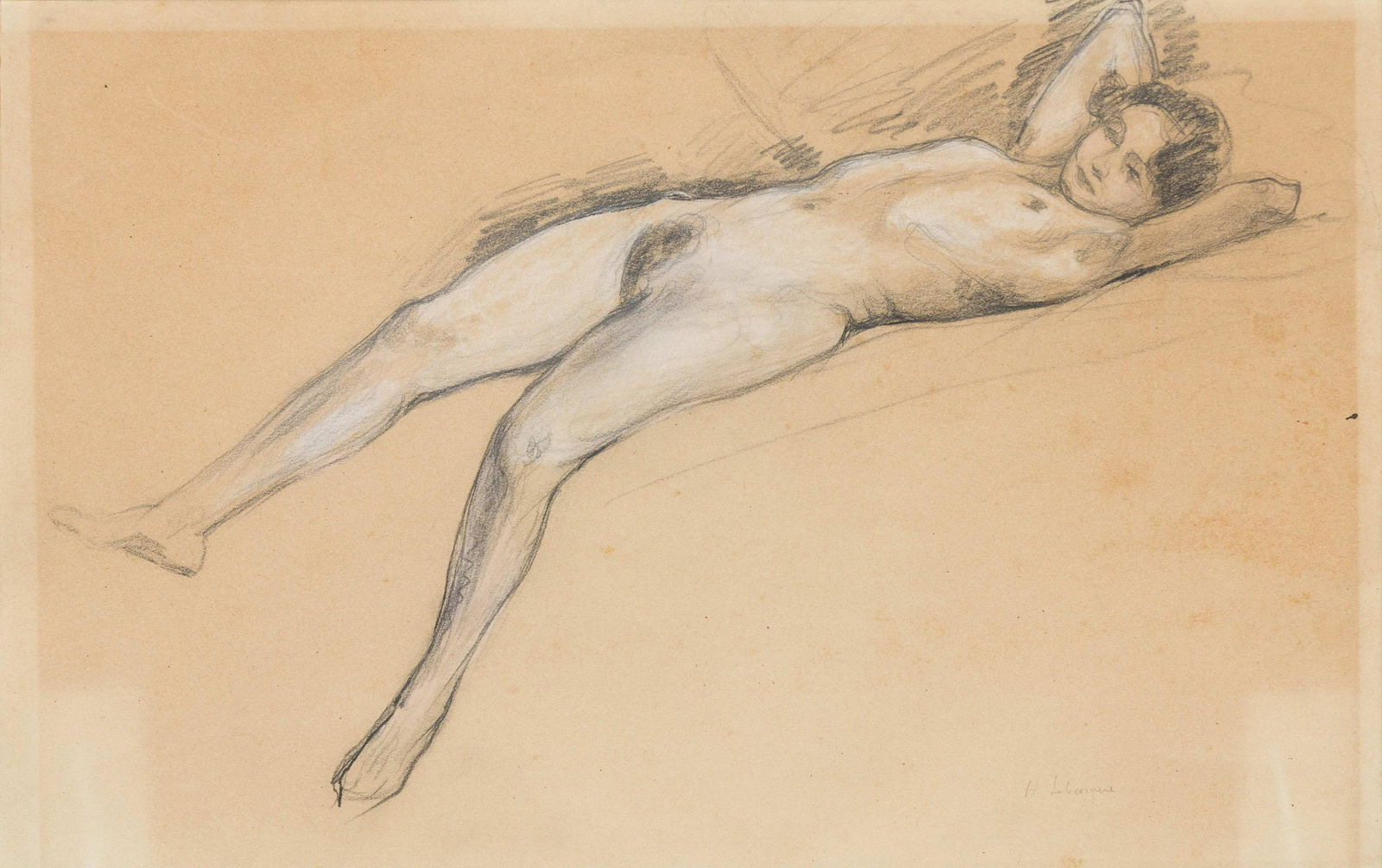 Henri Lebasque (French, 1865-1937) Reclining Nude: Henri Lebasque (French, 1865-1937) Reclining Nude graphite and pastel on paper signed H Lebasque (lower right) 12 x 17 ¾ inches. The authenticity of this lot has been confirmed by Denise Bazetoux