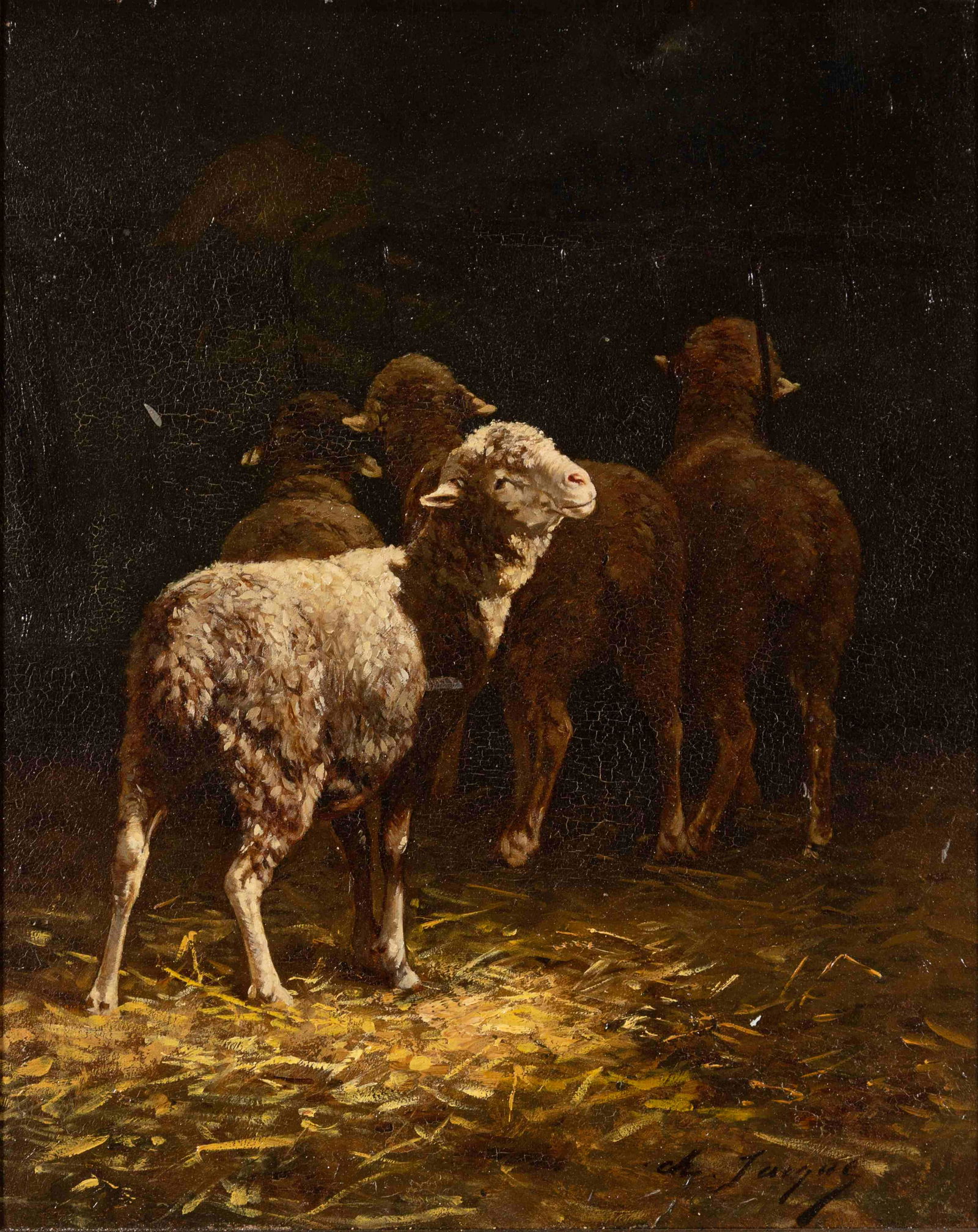 Charles Emile Jacque (French, 1813-1894) Sheep at a (1 of 5)