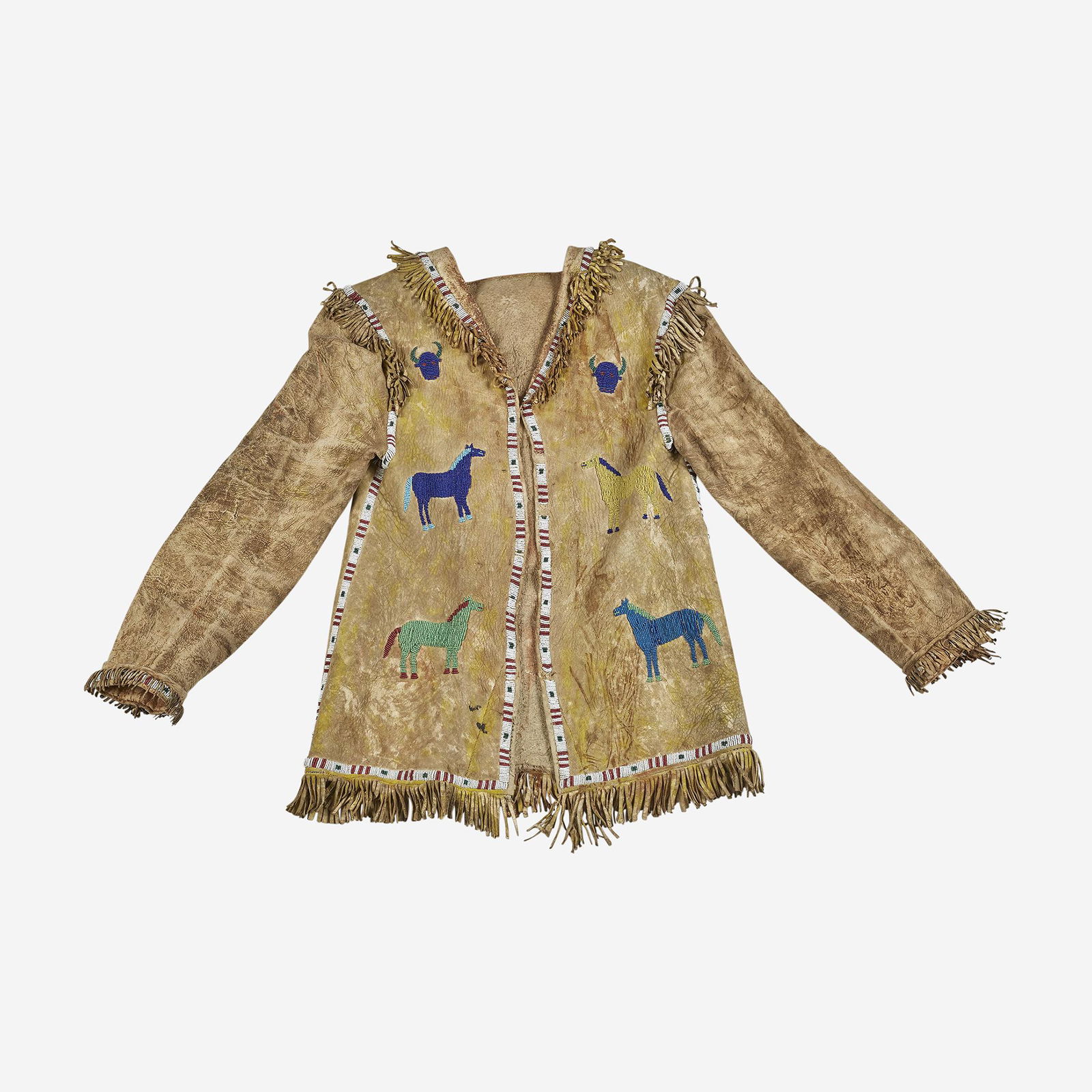 A Plains pictographic beaded hide jacket, Probably (1 of 3)