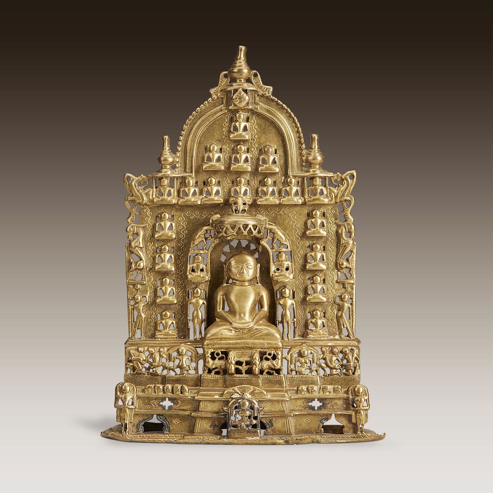 An Indian Jain brass stele, Dated equivalent to 1563 (1 of 3)