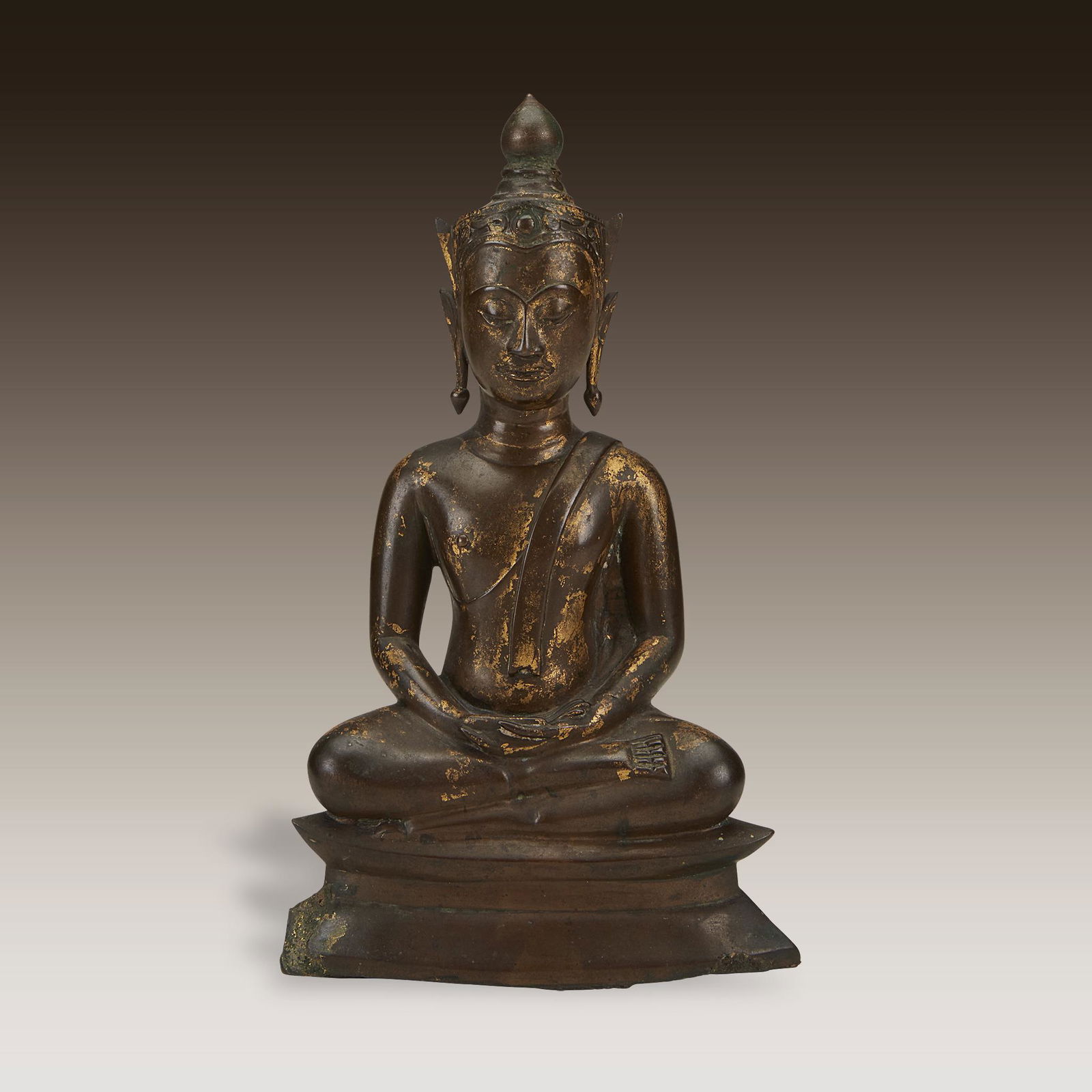 A Thai bronze seated Buddha, Late Ayutthaya period, (1 of 3)