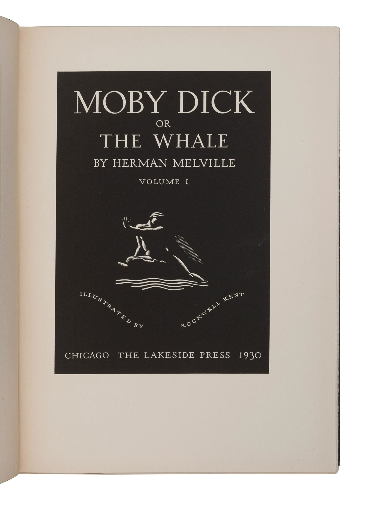 KENT, Rockwell, illustrator (1882-1971). -- MELVILLE,: KENT, Rockwell, illustrator (1882-1971). -- MELVILLE, Herman (1819-1891). Moby Dick. Chicago: The Lakeside Press, 1930. 3 volumes, 4to. Numerous woodcut illustrations by Rockwell Kent. Original b