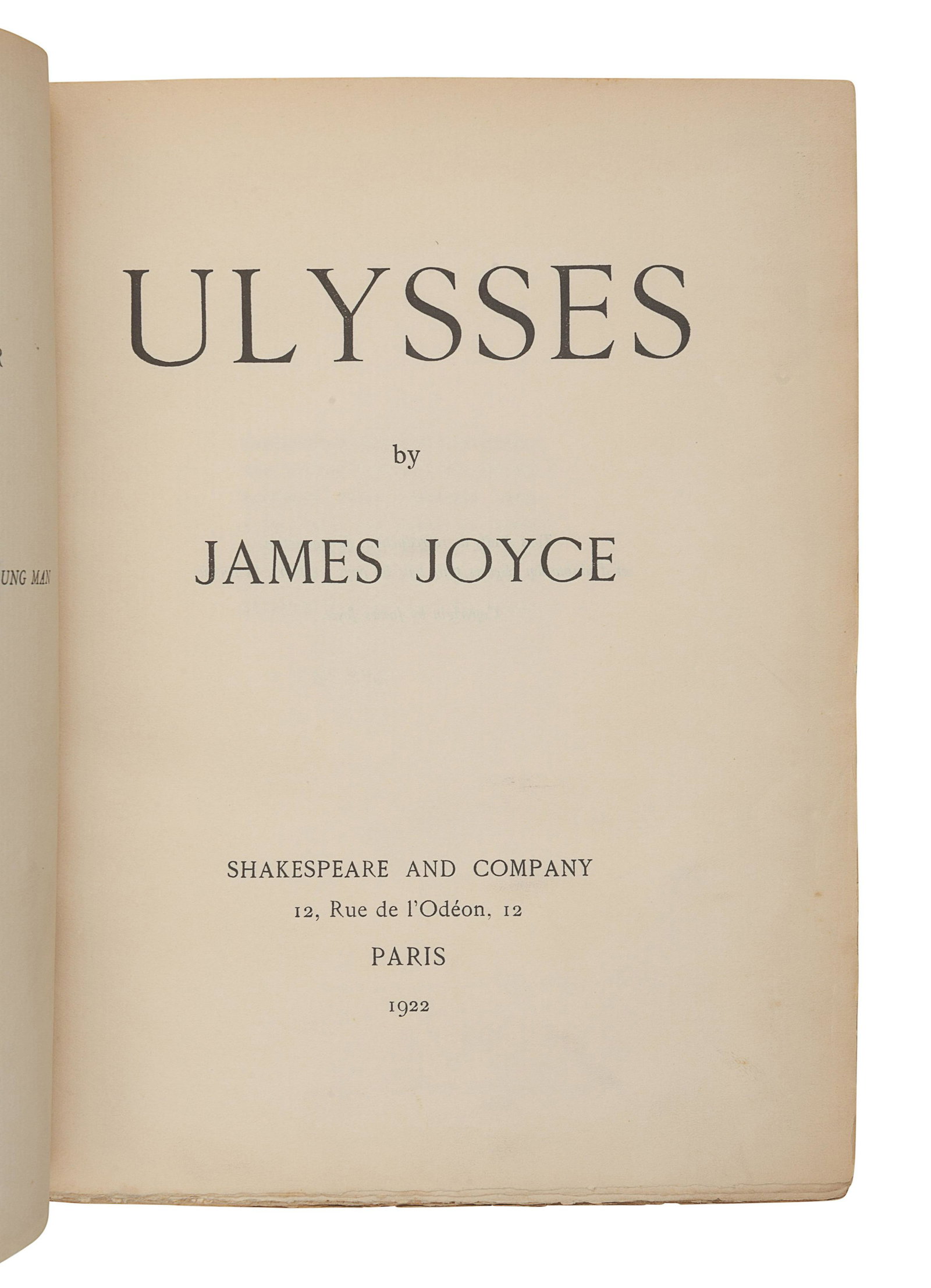 JOYCE, James (1882-1941). Ulysses. Paris: Shakespeare: JOYCE, James (1882-1941). Ulysses. Paris: Shakespeare and Company, 1922. 4to. Original "Greek flag" blue printed wrappers, uncut (rebacked to style, mostly marginal dampstaining or soiling, a few shor