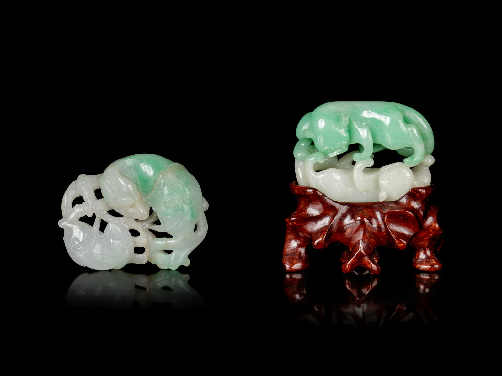 Two Apple Green and White Jadeite 'Double Badgers' (1 of 2)