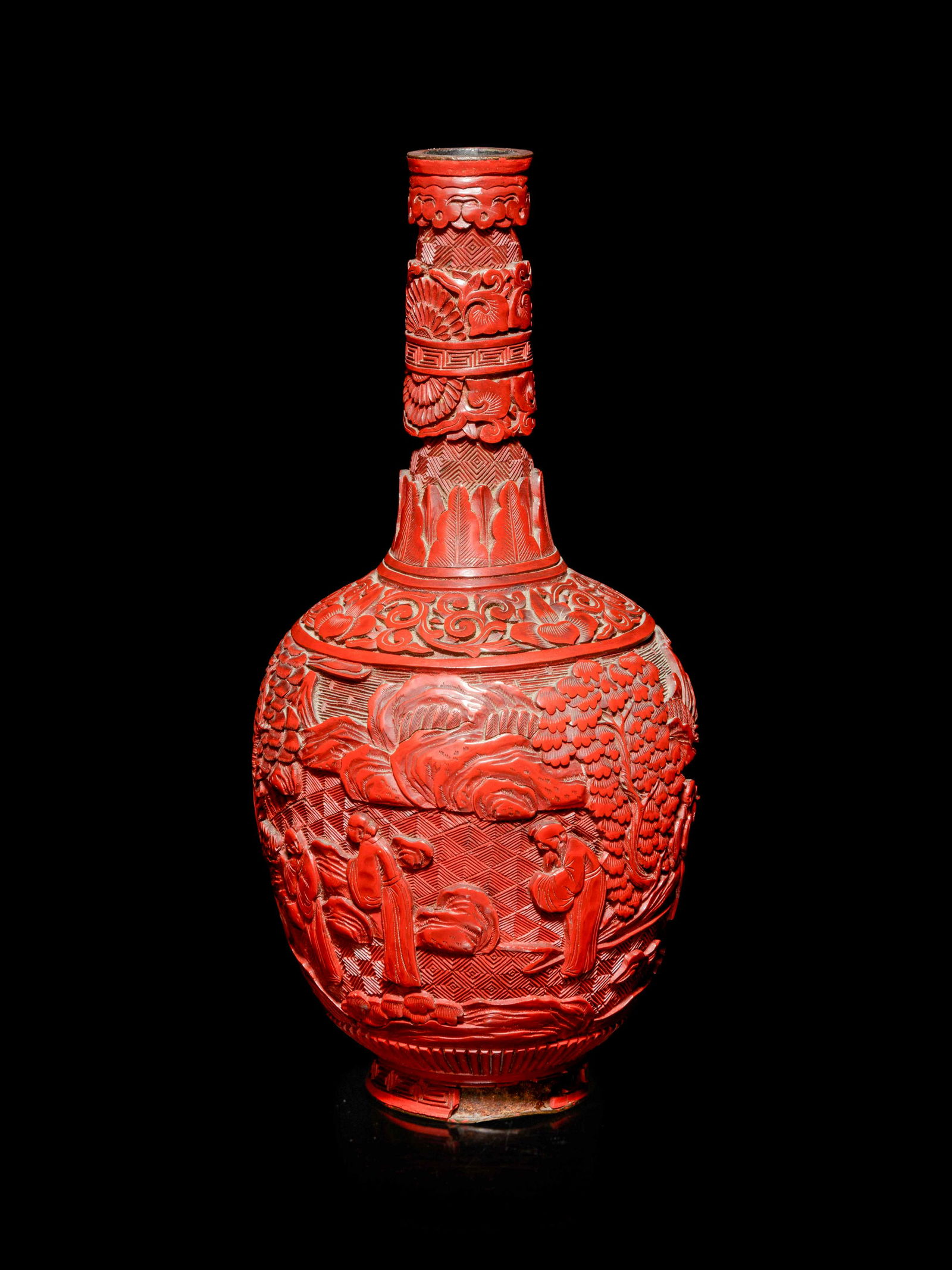 A Cinnabar Lacquer Bottle Vase (1 of 5)
