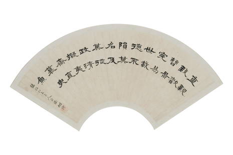Hu Yun, Feng Wenwei (1841-1896), Shen Wei (1862-1945),: Hu Yun, Feng Wenwei (1841-1896), Shen Wei (1862-1945), Yu Zonghai (1847-1930), Changtai and Qian Enqi (1831-1873) (Chinese, 19th-20th Century) Calligraphysix ink on paper fans, framed each signed and