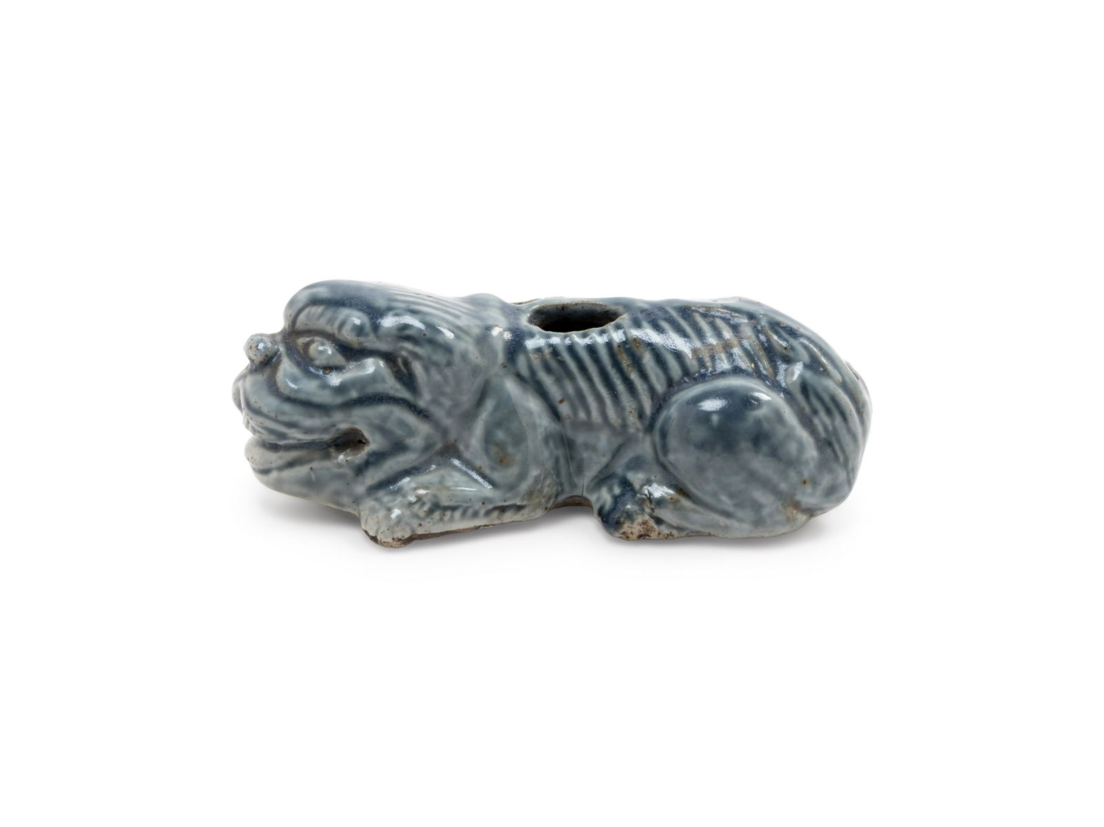 A Blue Glazed Porcelain Fu Lion-Form Water Dropper (1 of 2)