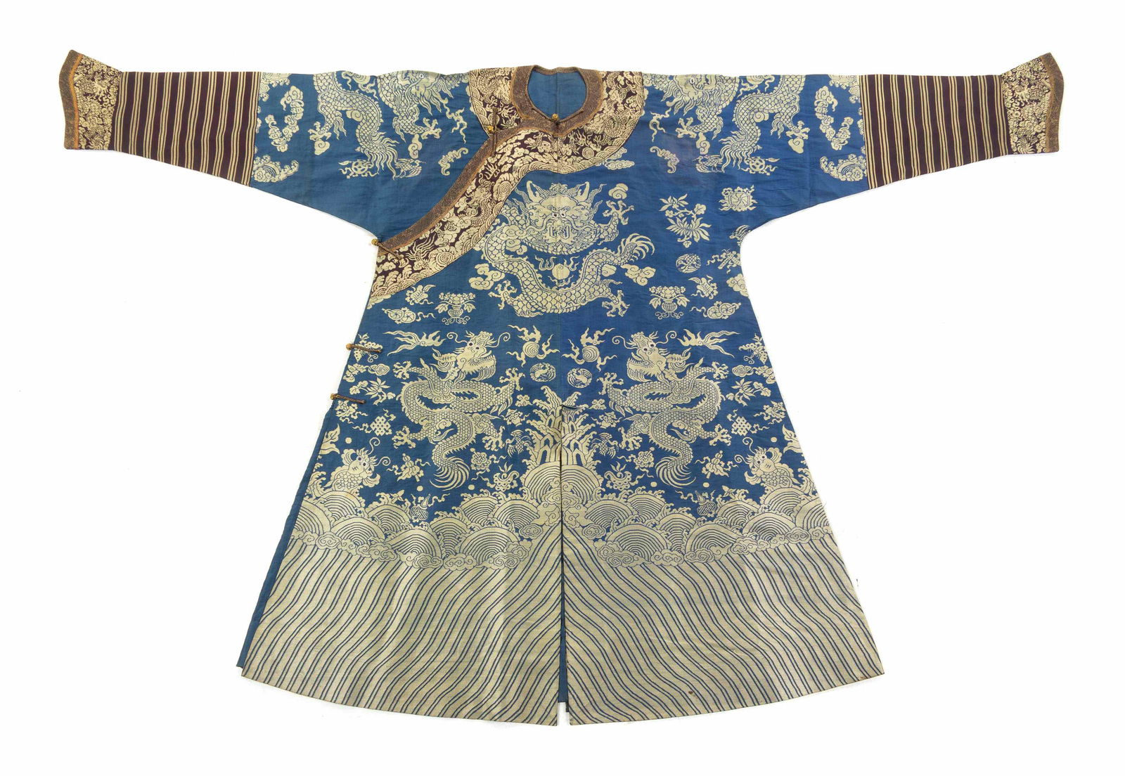 A Blue Ground Embroidered Silk Dragon Robe, Jifu (1 of 1)