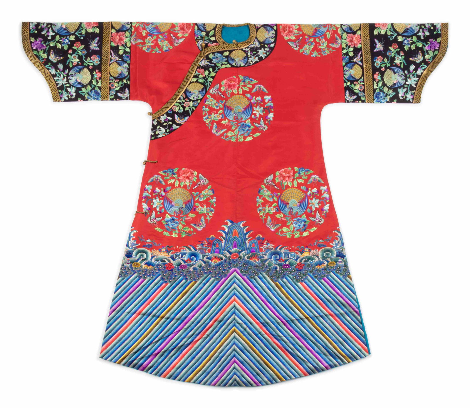 A Red Ground Embroidered Silk Lady's Informal Robe (1 of 4)