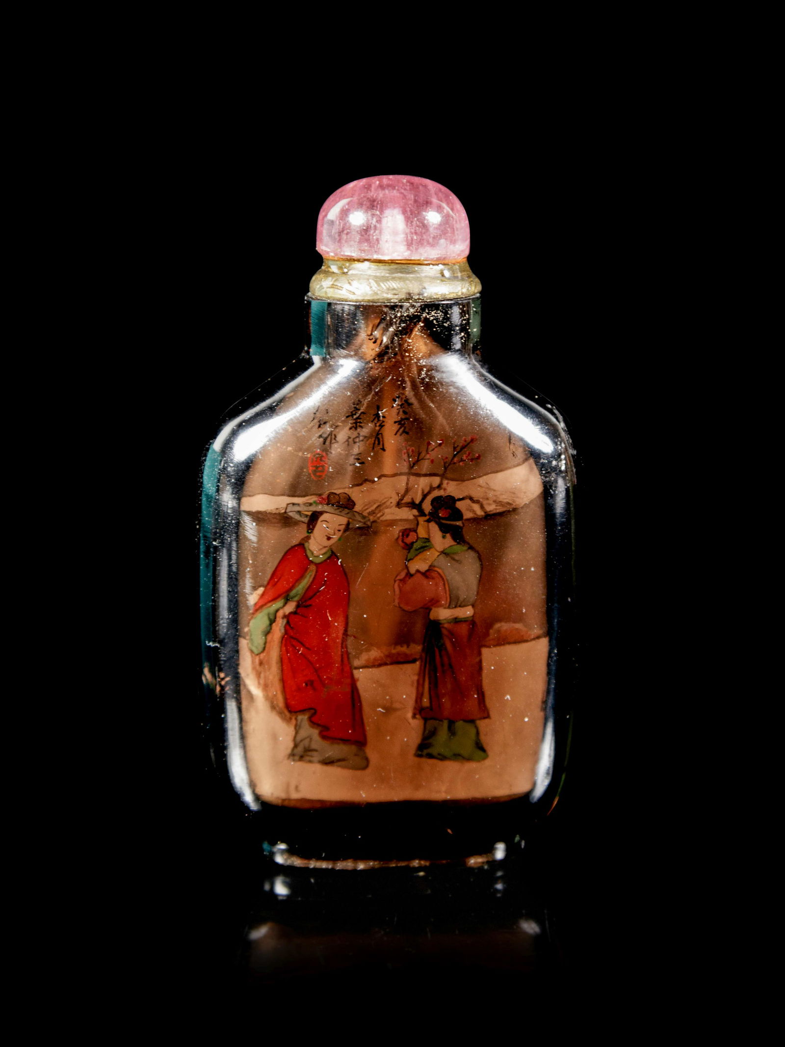 An Inside Painted Smoky Topaz Snuff Bottle (1 of 3)