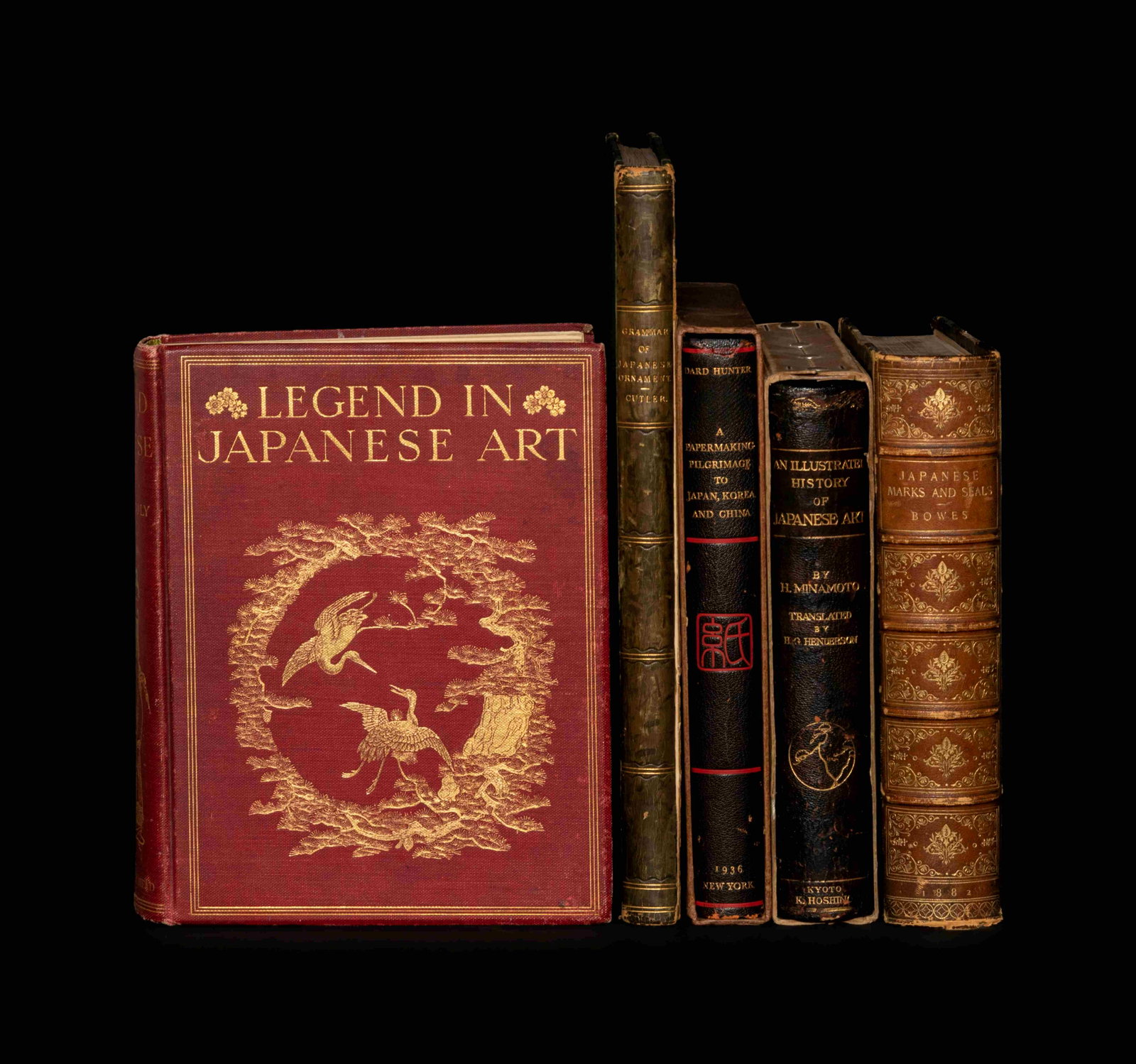 [JAPANESE ART & DESIGN] A group of six rare works: [JAPANESE ART & DESIGN] A group of six rare works pertaining to the history of Japanese art and design, comprising: HUNTER, Dard. A Papermaking Pilgrimage to Japan, Korea, and China. New York: 1936. T