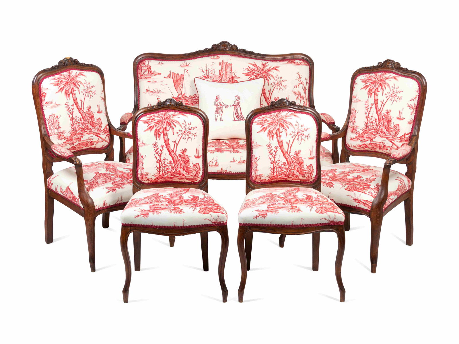 A Louis XV Style Walnut Five-Piece Seating Suite Height (1 of 2)