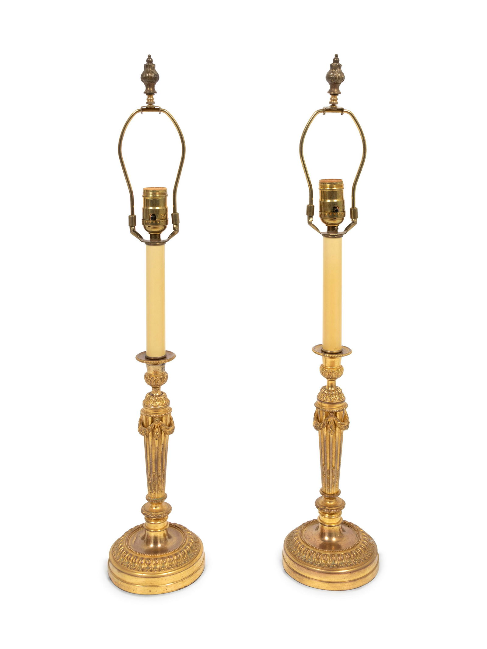 A Pair of Empire Style Gilt Bronze Candlesticks Mounted (1 of 1)