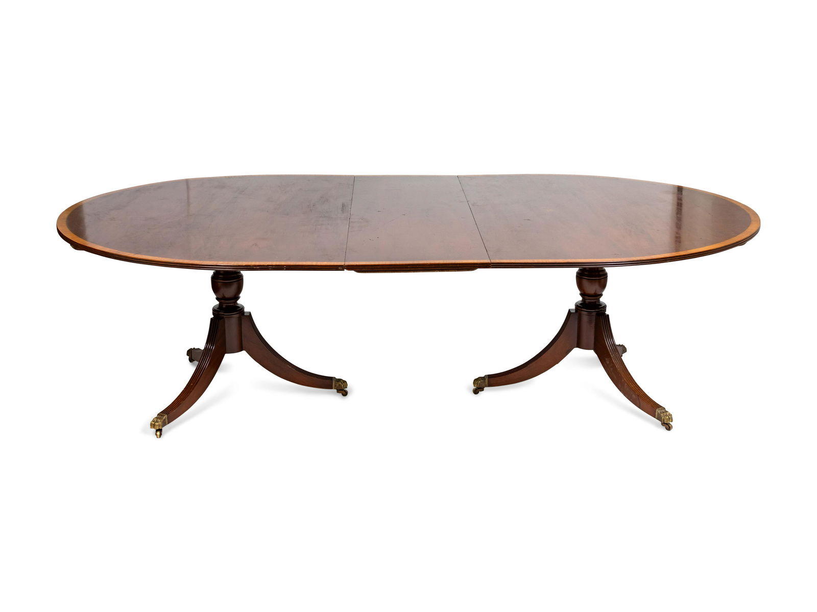 A Regency Style Satinwood Banded Mahogany Dining Table (1 of 2)