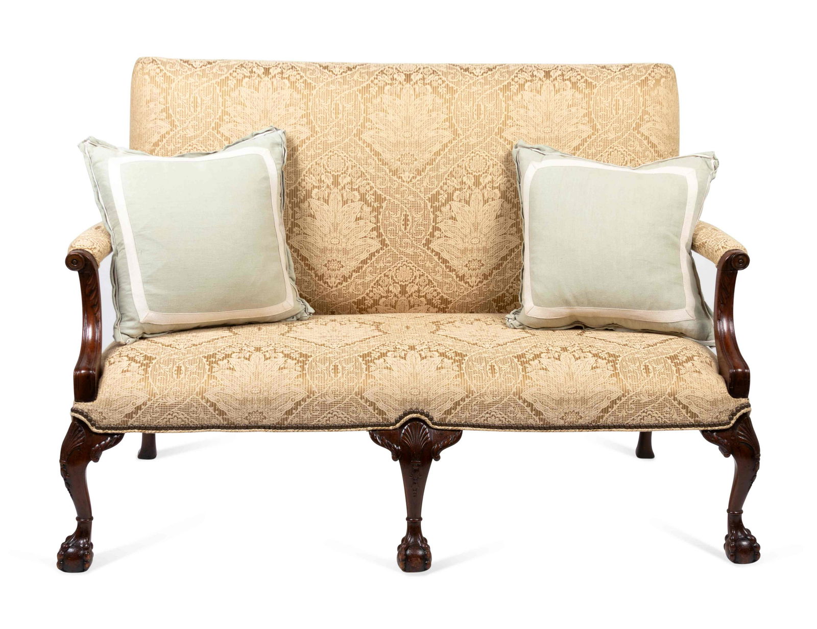 A George II Style Carved Mahogany Settee Height 39 x (1 of 2)