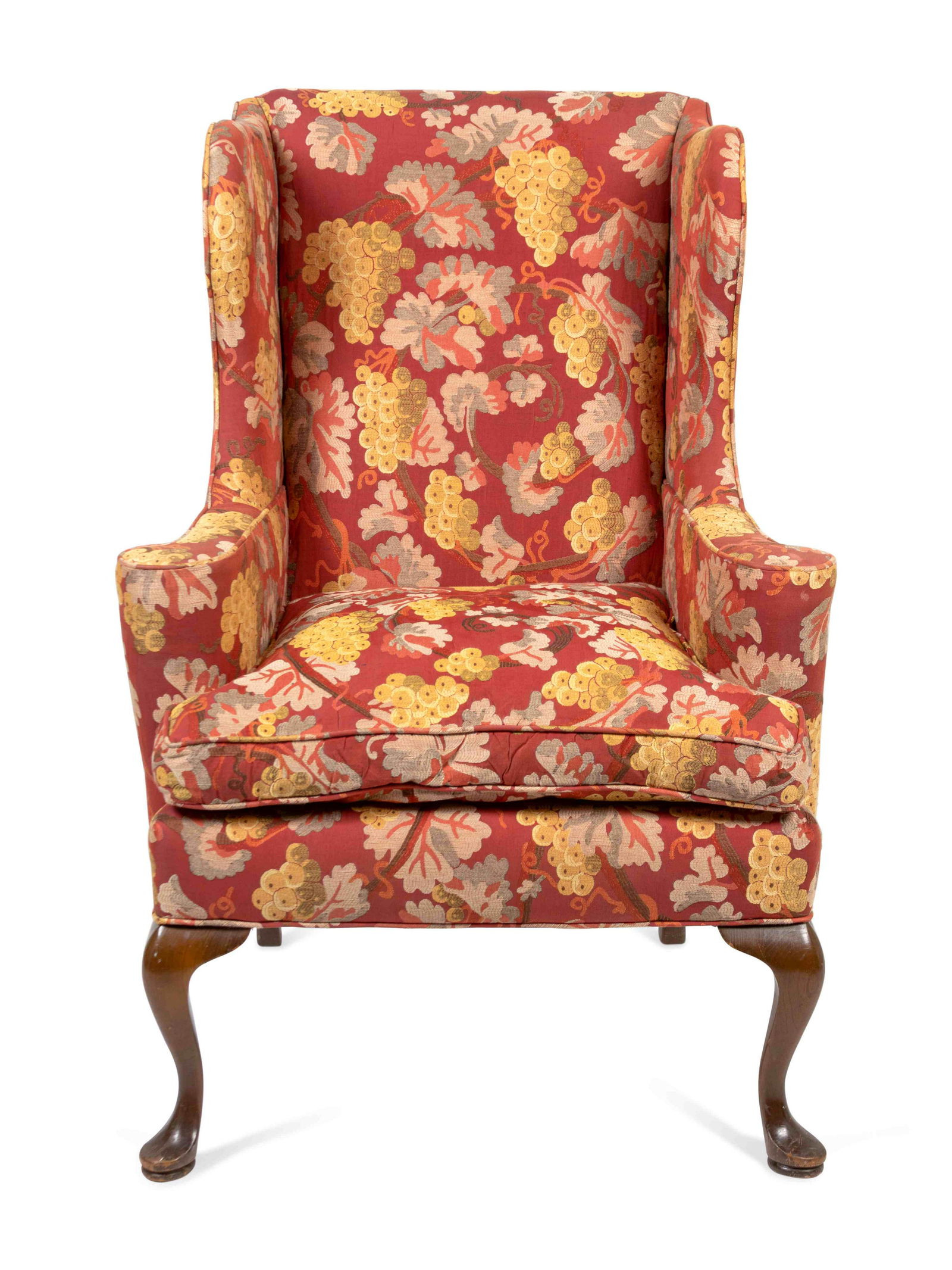 A Queen Anne Style Upholstered Easy Chair Height 43 x (1 of 2)