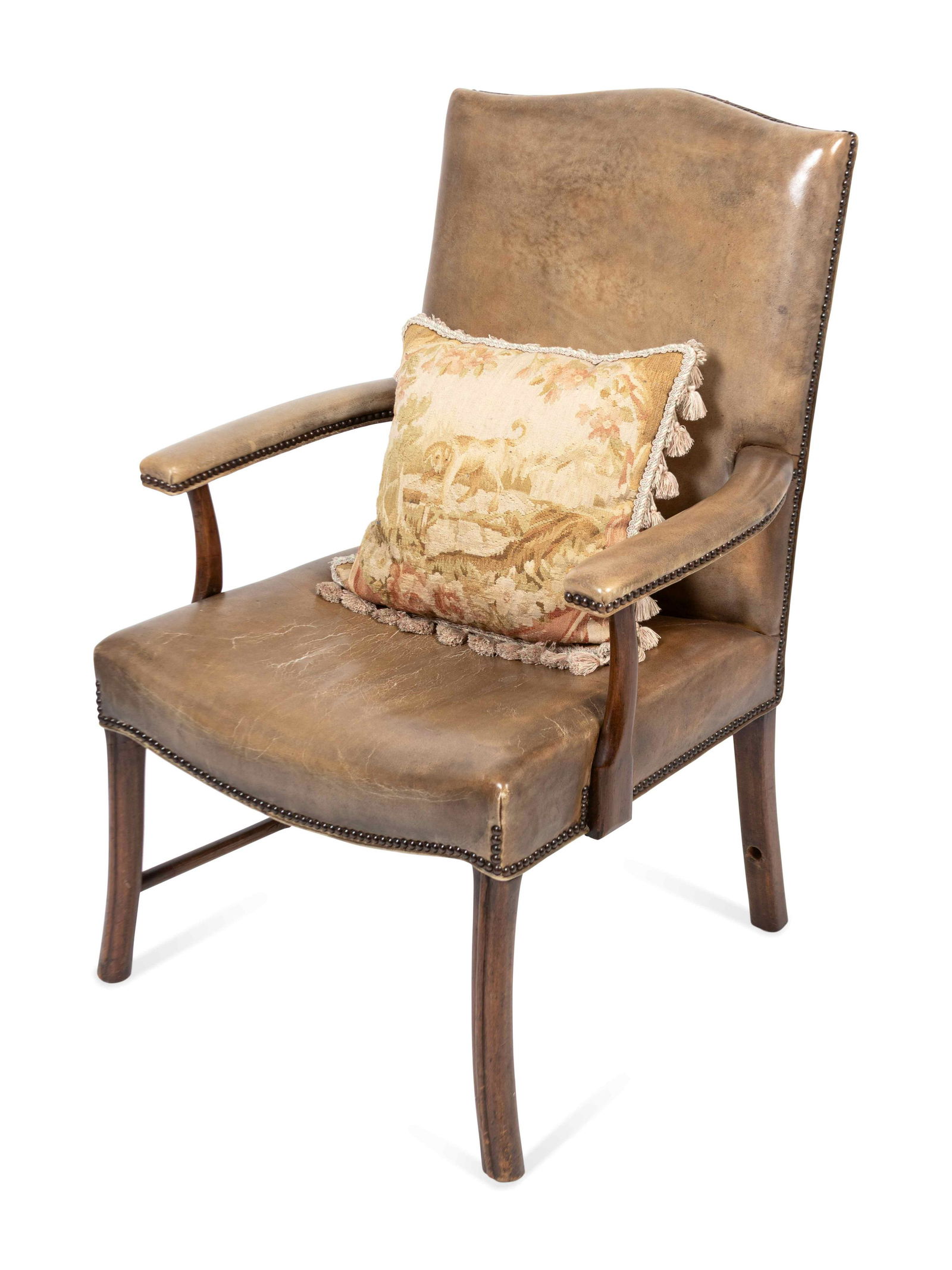 An Edwardian Mahogany Leather Upholstered Library Chair (1 of 2)