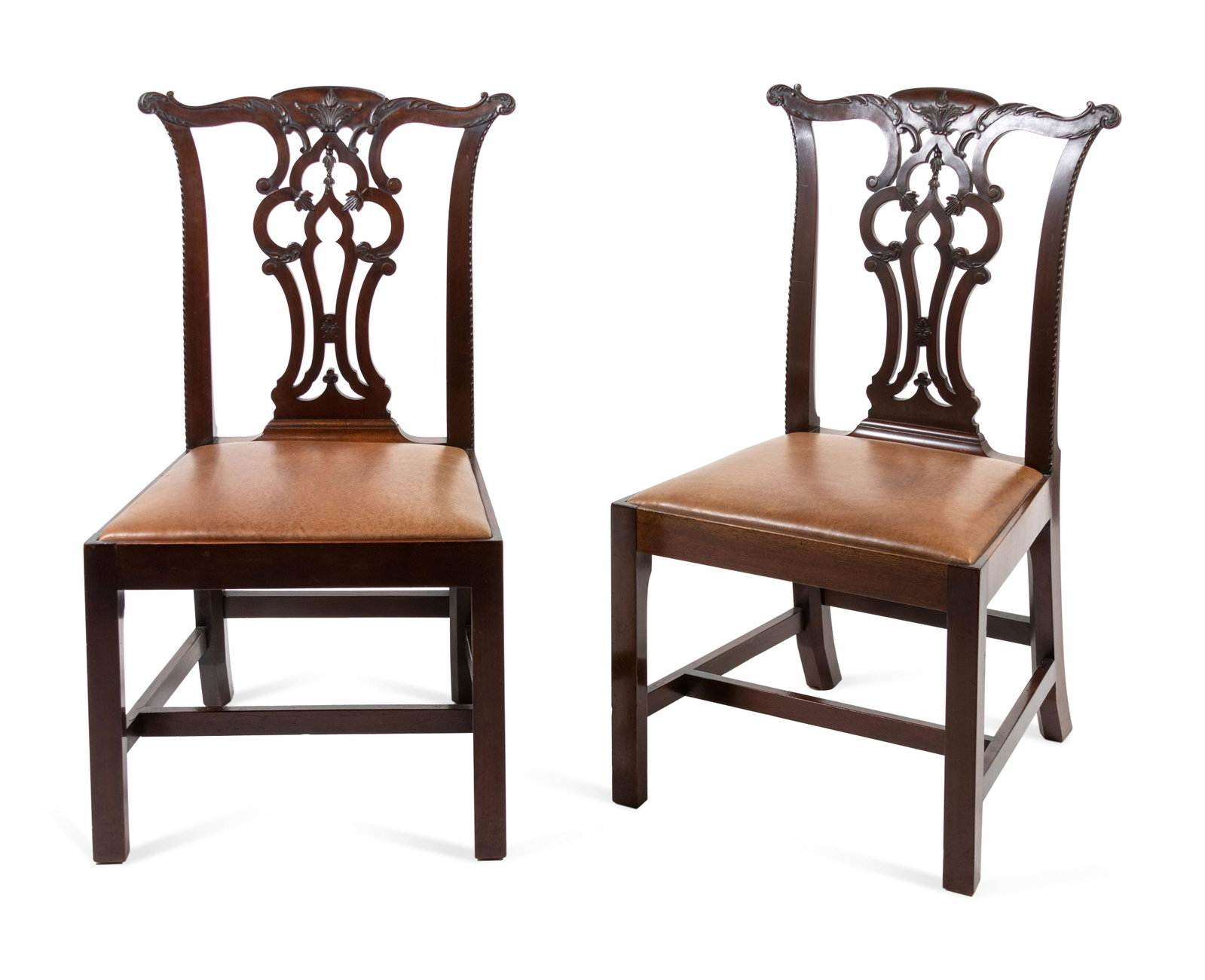 A Pair of George III Mahogany Side Chairs Height 39 x: A Pair of George III Mahogany Side Chairs 19th Century Height 39 x width 21 1/2 x depth 20 inches. Property from the Historic Sword Gate House, Charleston, South Carolina