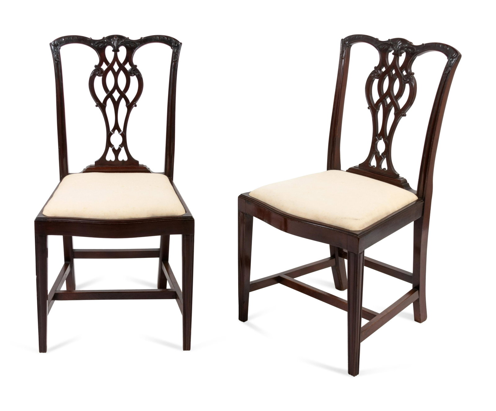 A Pair of George III Mahogany Side Chairs Height 36 3/4: A Pair of George III Mahogany Side Chairs 18th/19th Century Height 36 3/4 x width 19 x depth 20 inches. Property from the Historic Sword Gate House, Charleston, South Carolina