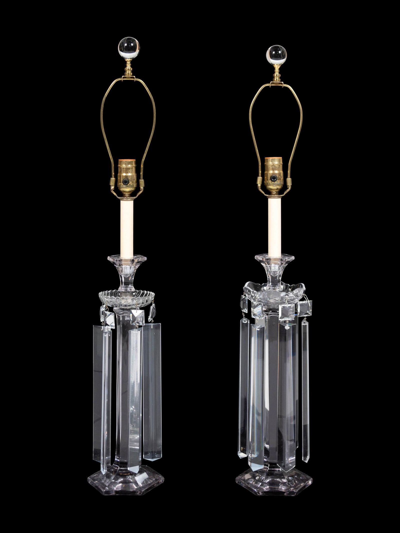 A Pair of Cut Glass Candlesticks Mounted as Lamps (1 of 2)