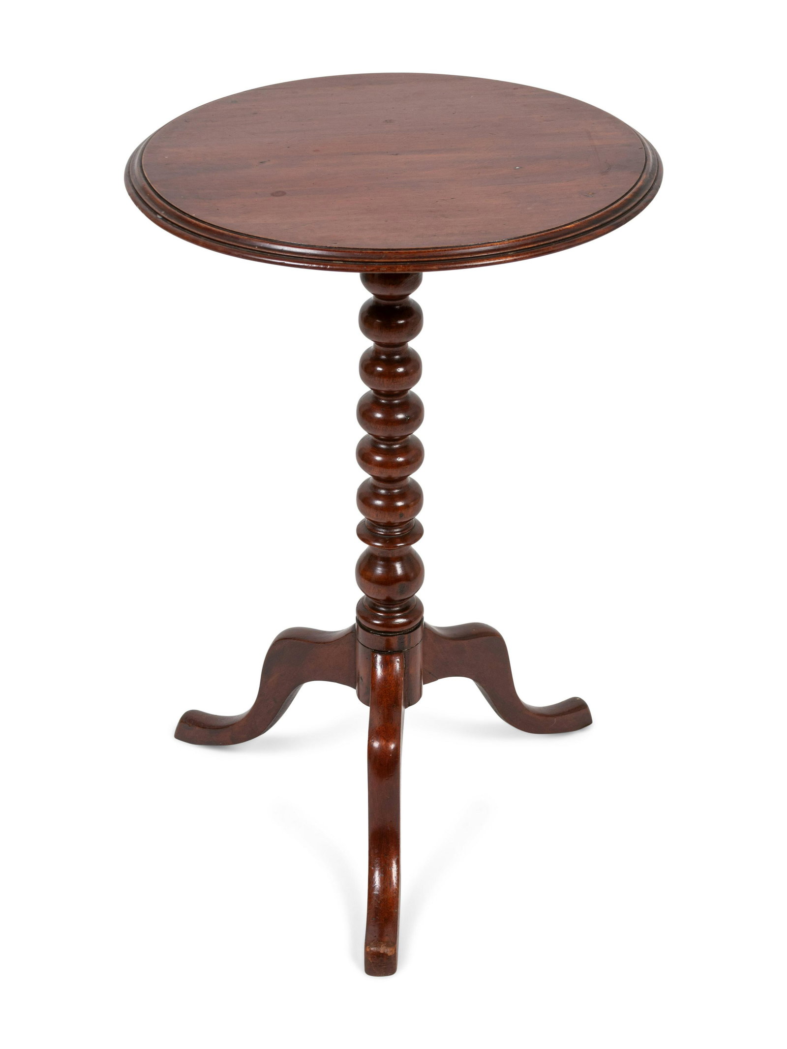 A Federal Carved and Figured Mahogany Tilt-Top: A Federal Carved and Figured Mahogany Tilt-Top Candlestand Height 26 1/2 x diameter 16 3/4 inches. Property from the Historic Sword Gate House, Charleston, South Carolina