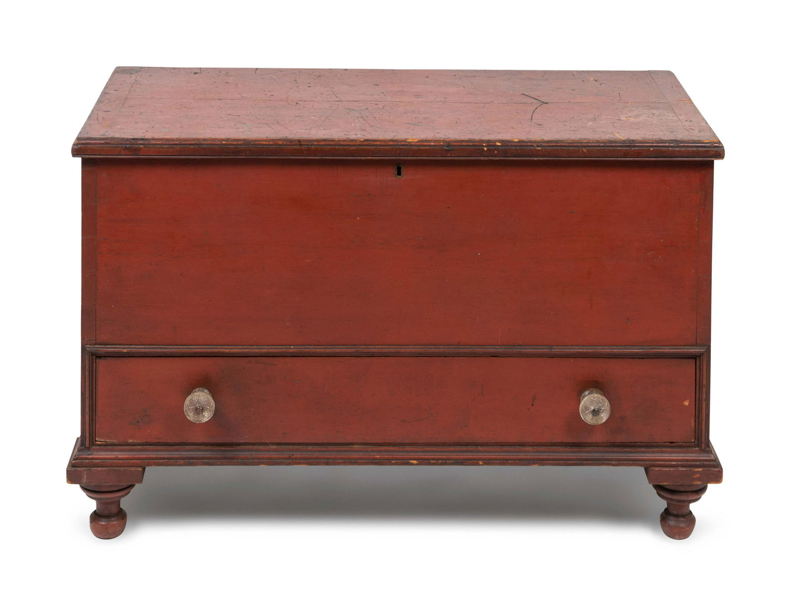 A Federal Red-Painted Blanket Chest Height 24 x width (1 of 1)