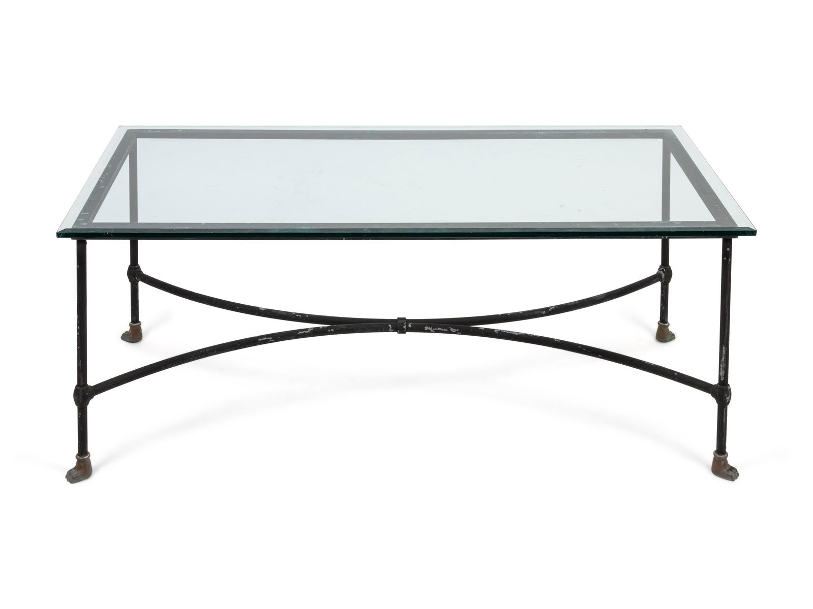 A Modern Painted Metal Glass Top Paw-Foot Low Table (1 of 2)