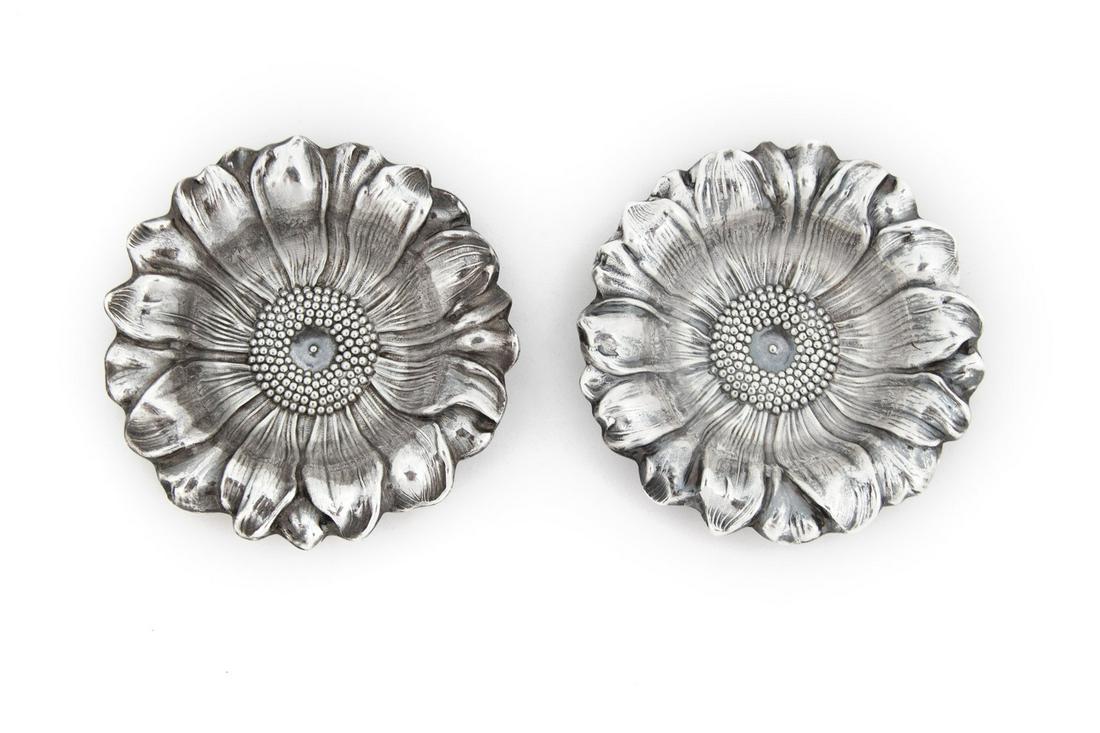 A Pair of Portuguese Silver Salt Cellars Height 1 inch (1 of 1)