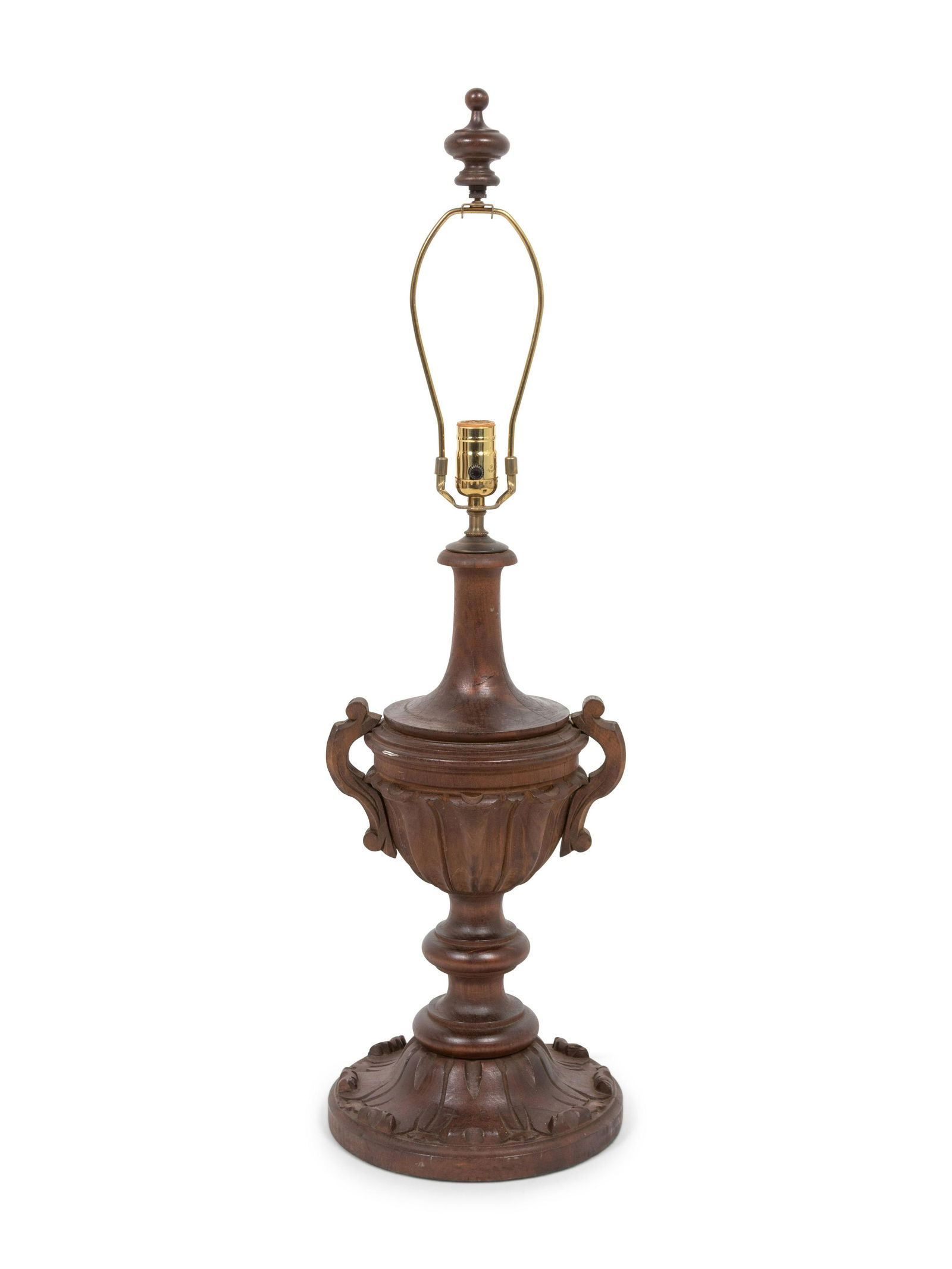 Two Carved Wood Table Lamps Height 13 1/2 inches. (1 of 4)