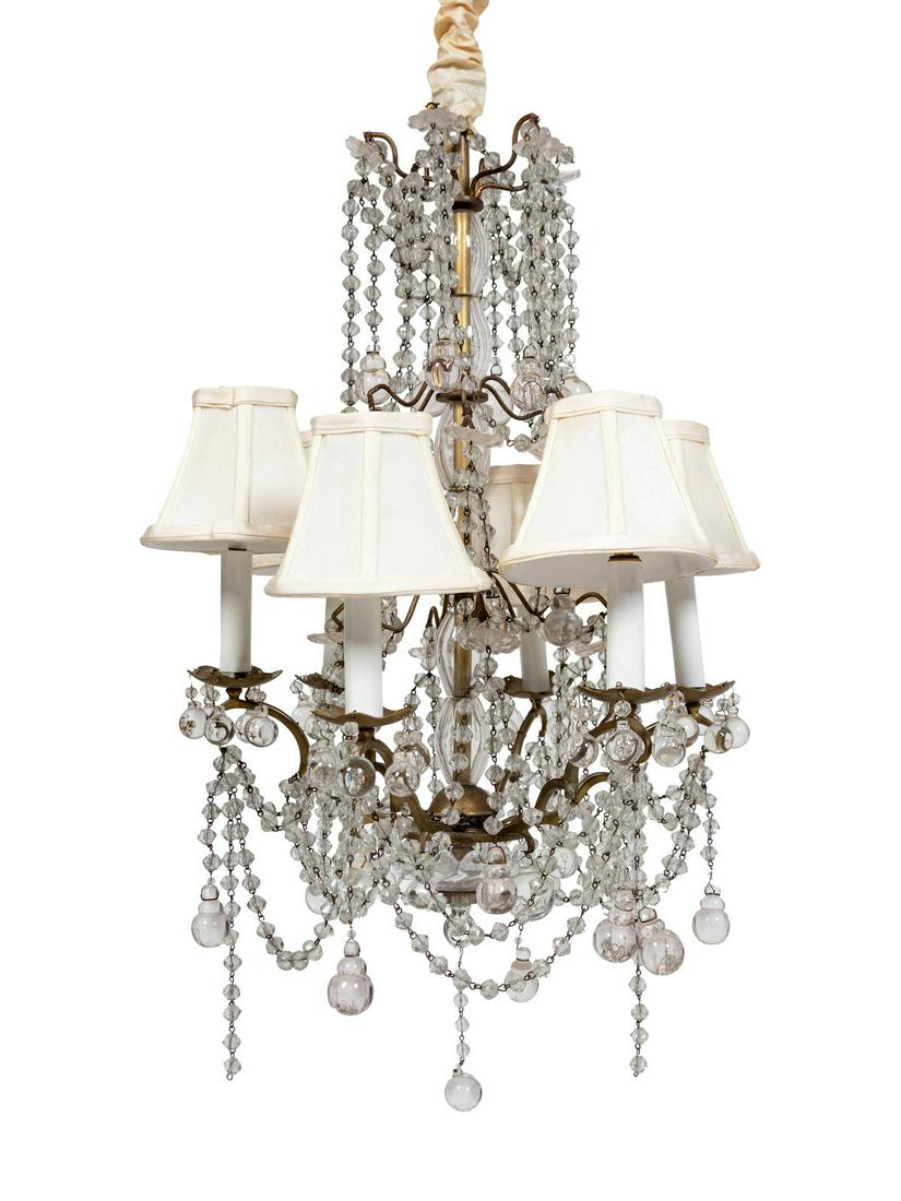 A Neoclassical Cut-Glass Six-Light Waterfall Chandelier (1 of 3)