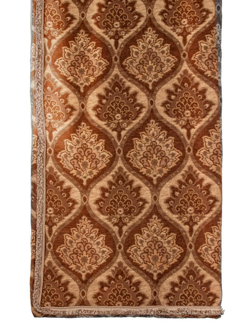 A Set of Eighteen Brown and Creme Velvet Brocade Drapes (1 of 2)