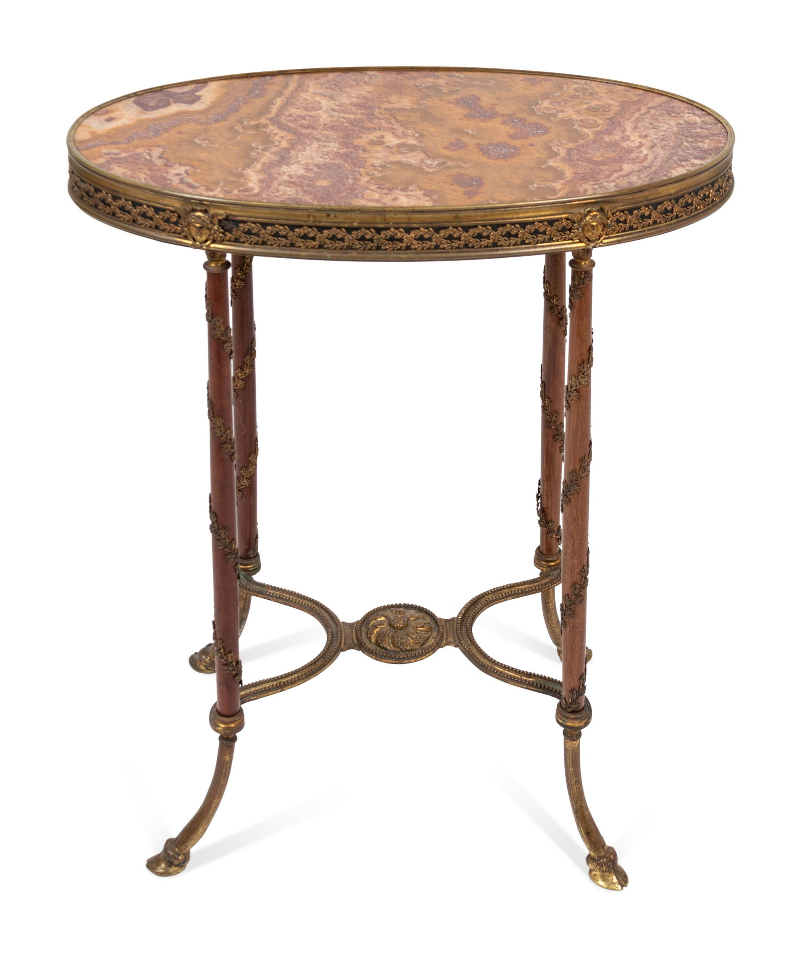 A Louis XVI Gilt-Metal-Mounted Gueridon Height 26 x: A Louis XVI Gilt-Metal-Mounted Gueridon 20th Century Height 26 x width 24 x depth 13 1/2 inches. Property from the Estate of Sally Gatling Tomlinson, Atlanta, Georgia