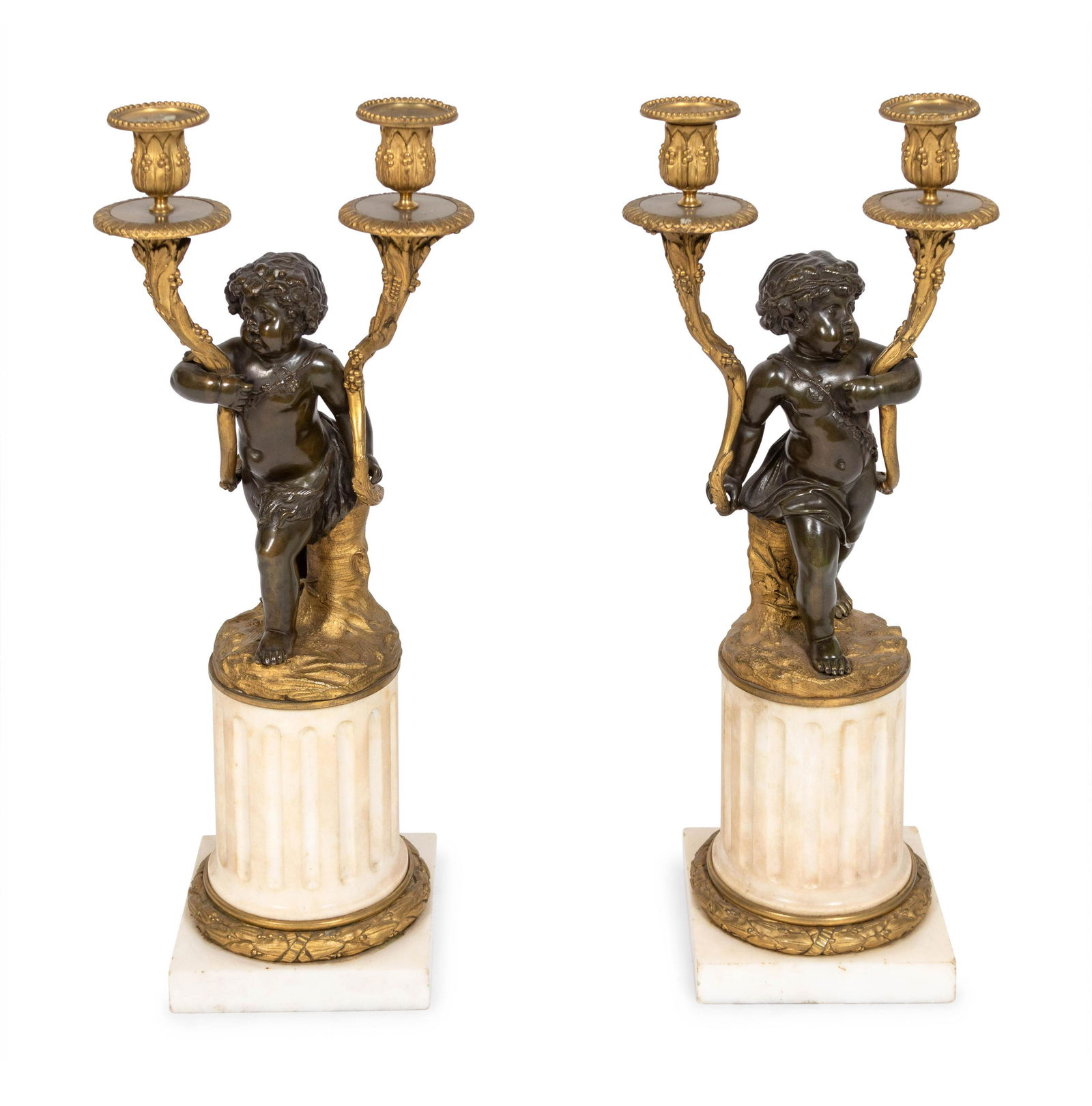 A Pair of Louis XVI Parcel-Gilt and Patinated Bronze (1 of 2)