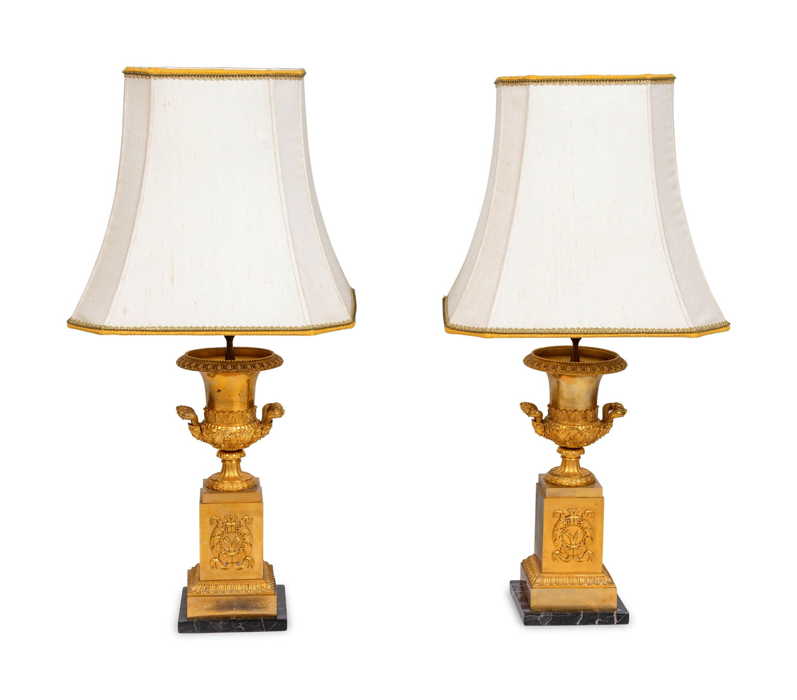 A Pair of Empire Style Gilt-Bronze Urns Mounted as (1 of 3)