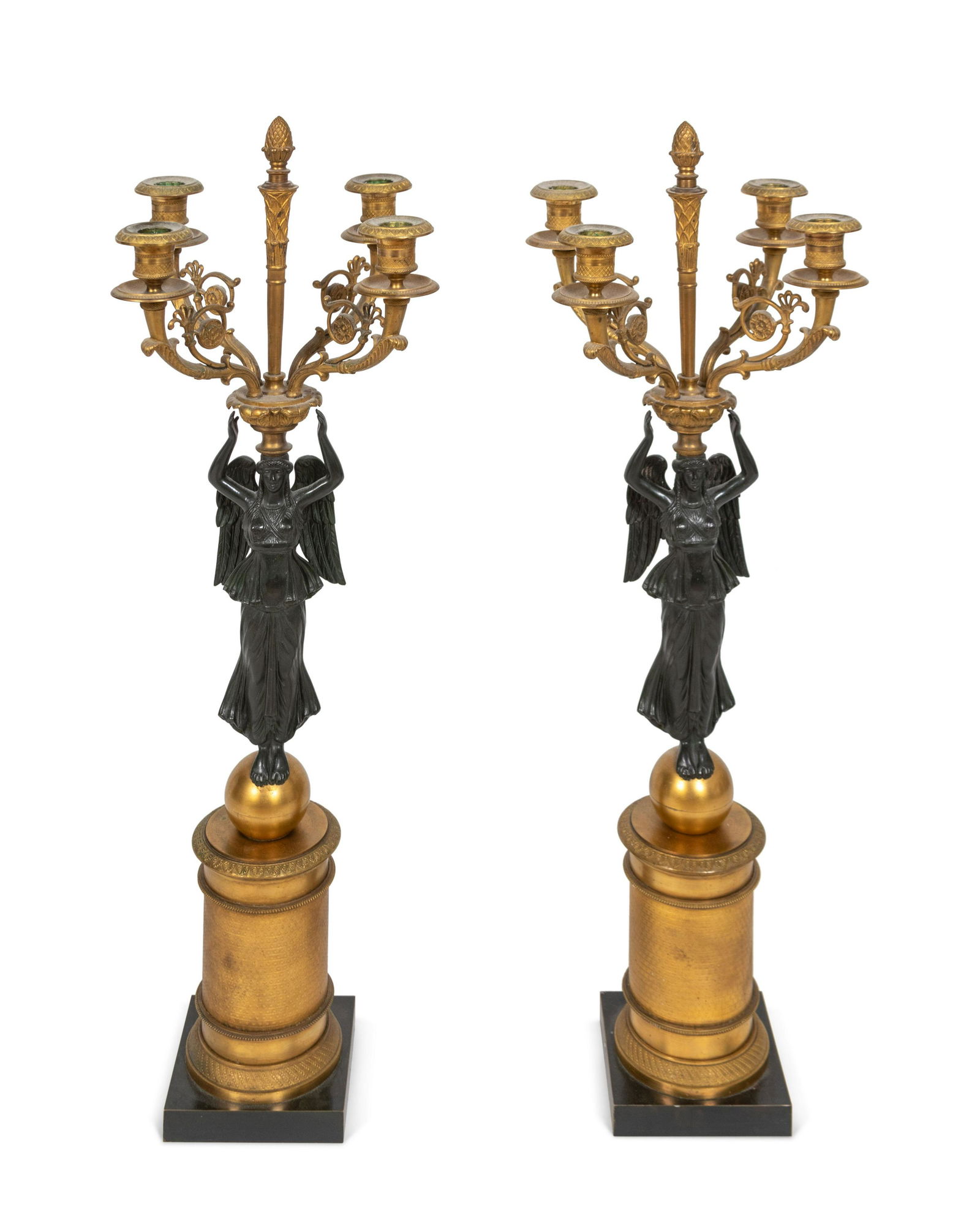 A Pair of Empire Style Parcel-Gilt and Patinated Bronze (1 of 3)