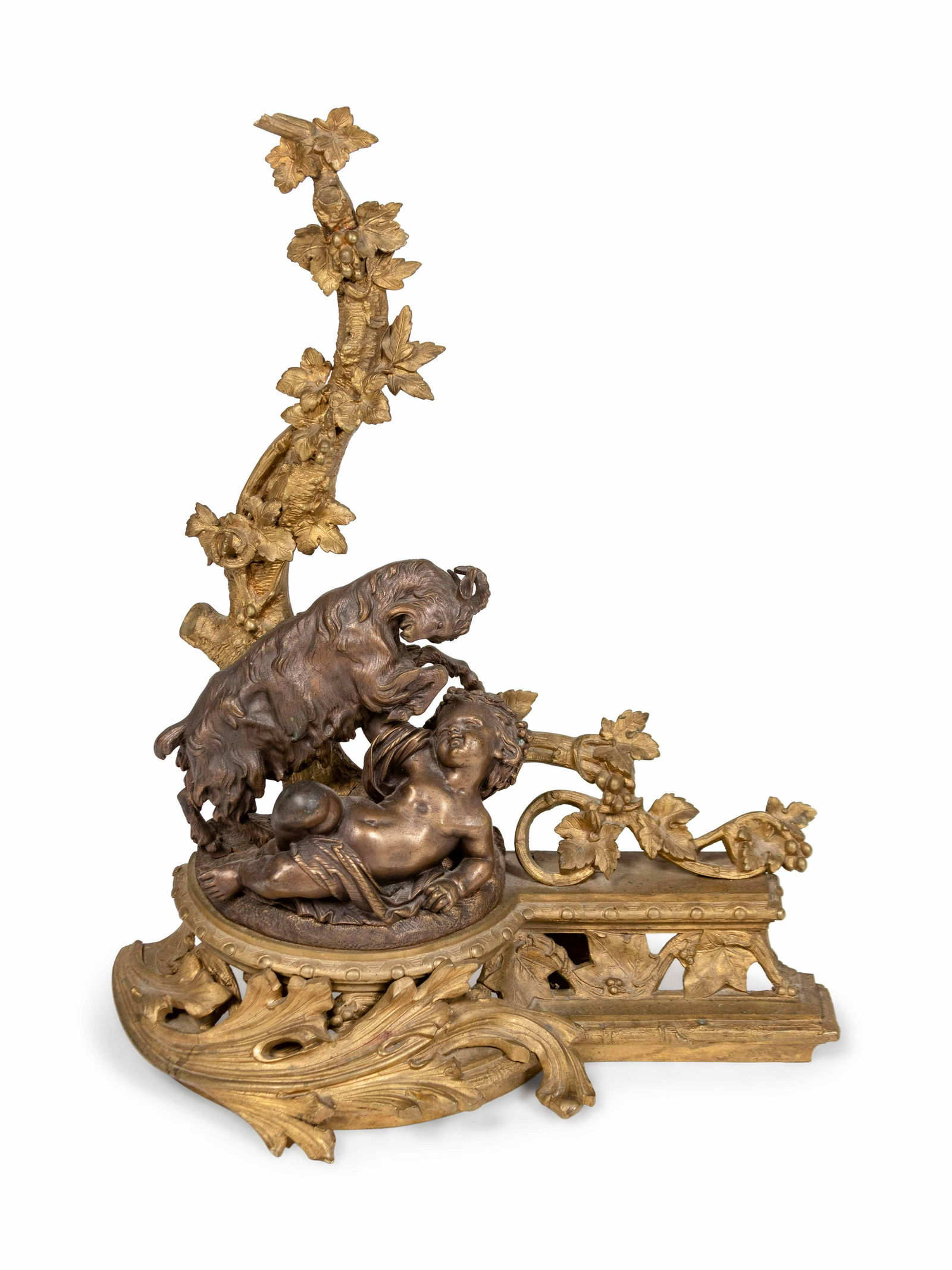 A Pair of Louis XV Style Bronze Andirons with a (1 of 4)