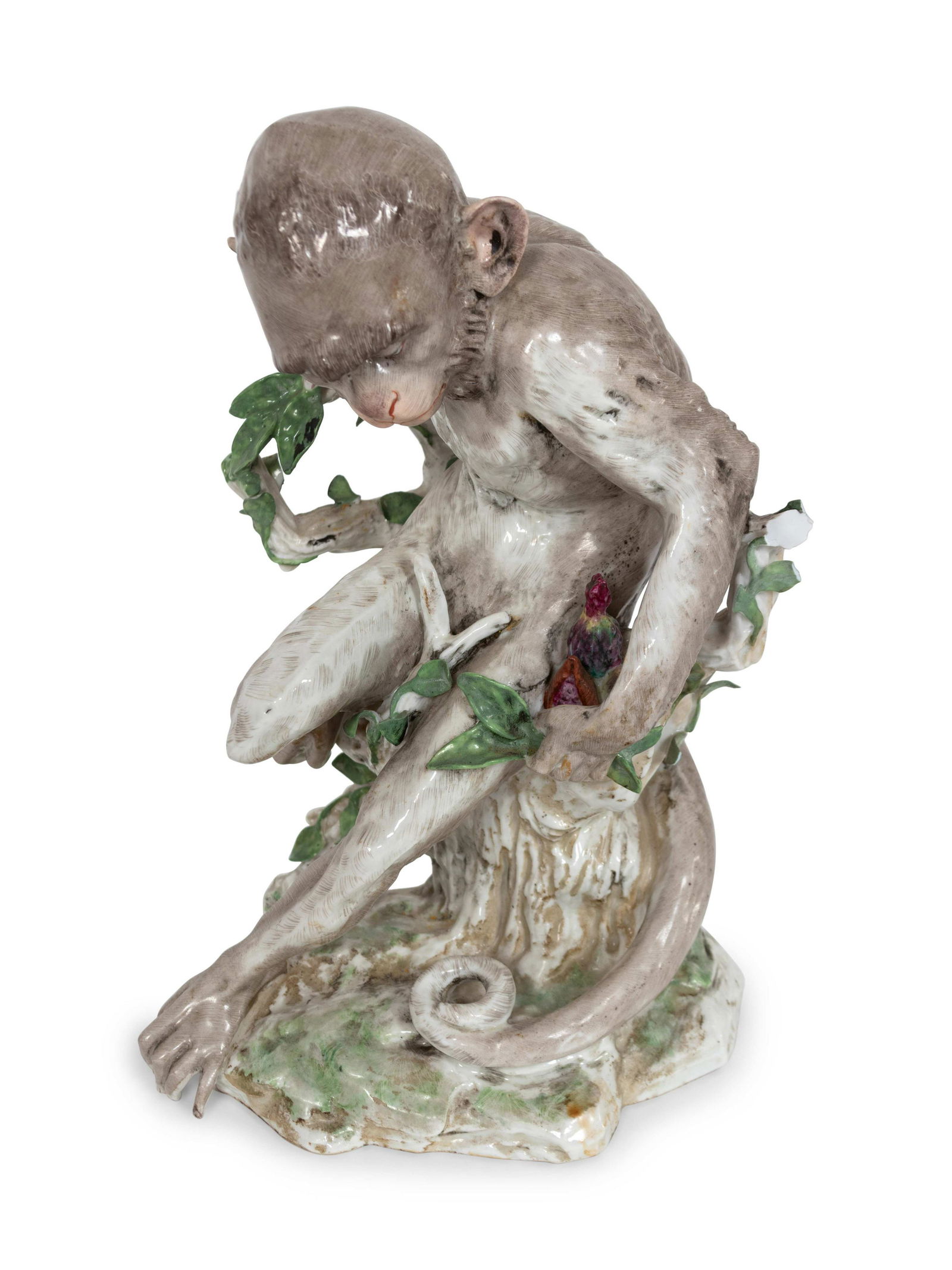 A German Porcelain Figure of a Monkey Height 12 x width (1 of 2)