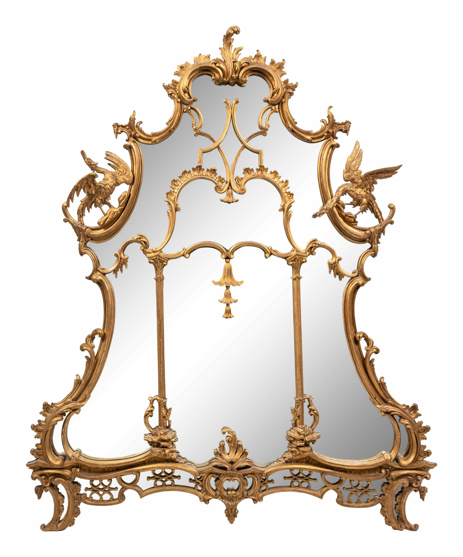 A Chippendale Style Giltwood Overmantle Mirror Height (1 of 2)