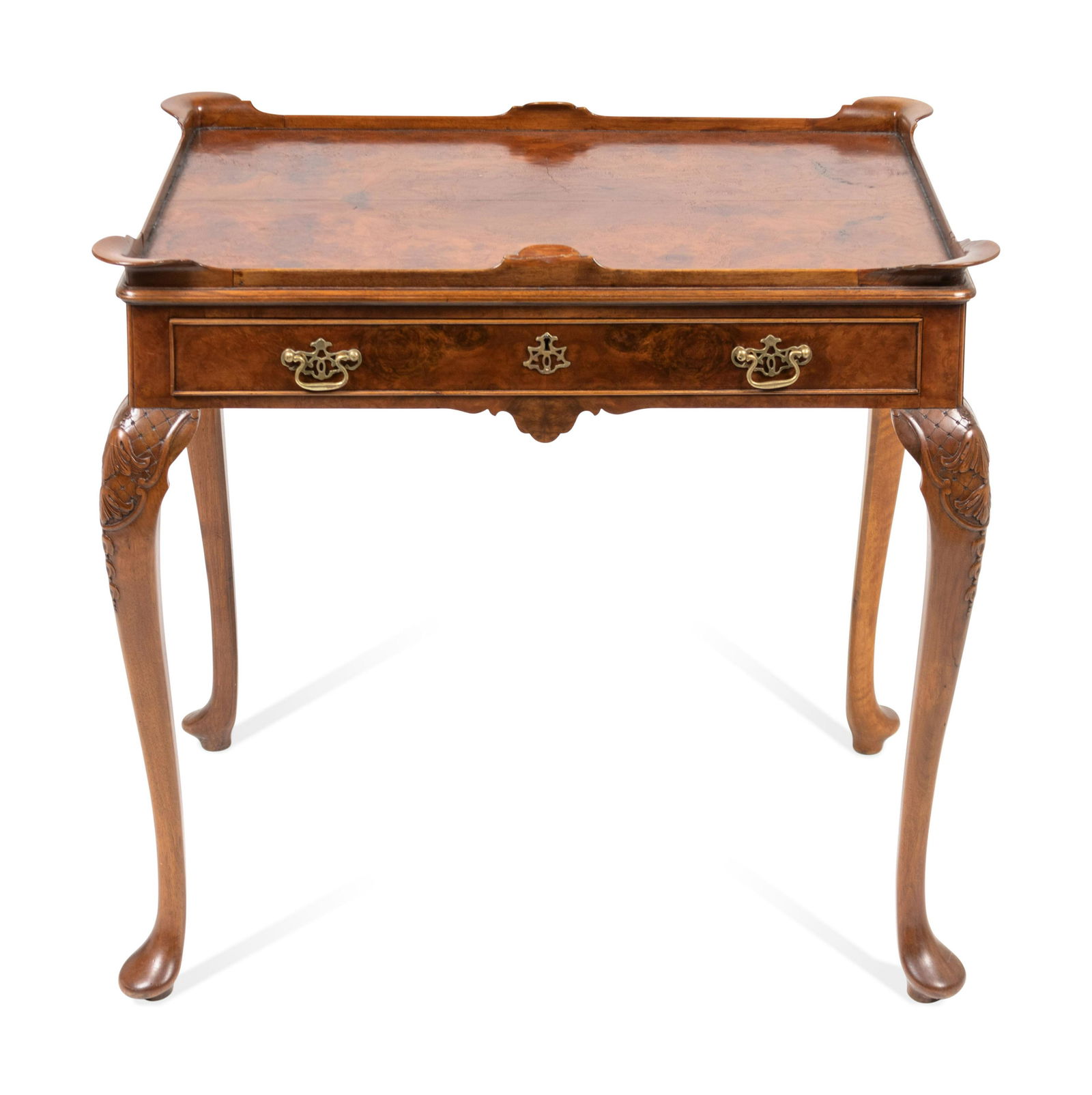 A Queen Anne Style Burlwood Side Table Height 29 x (1 of 2)