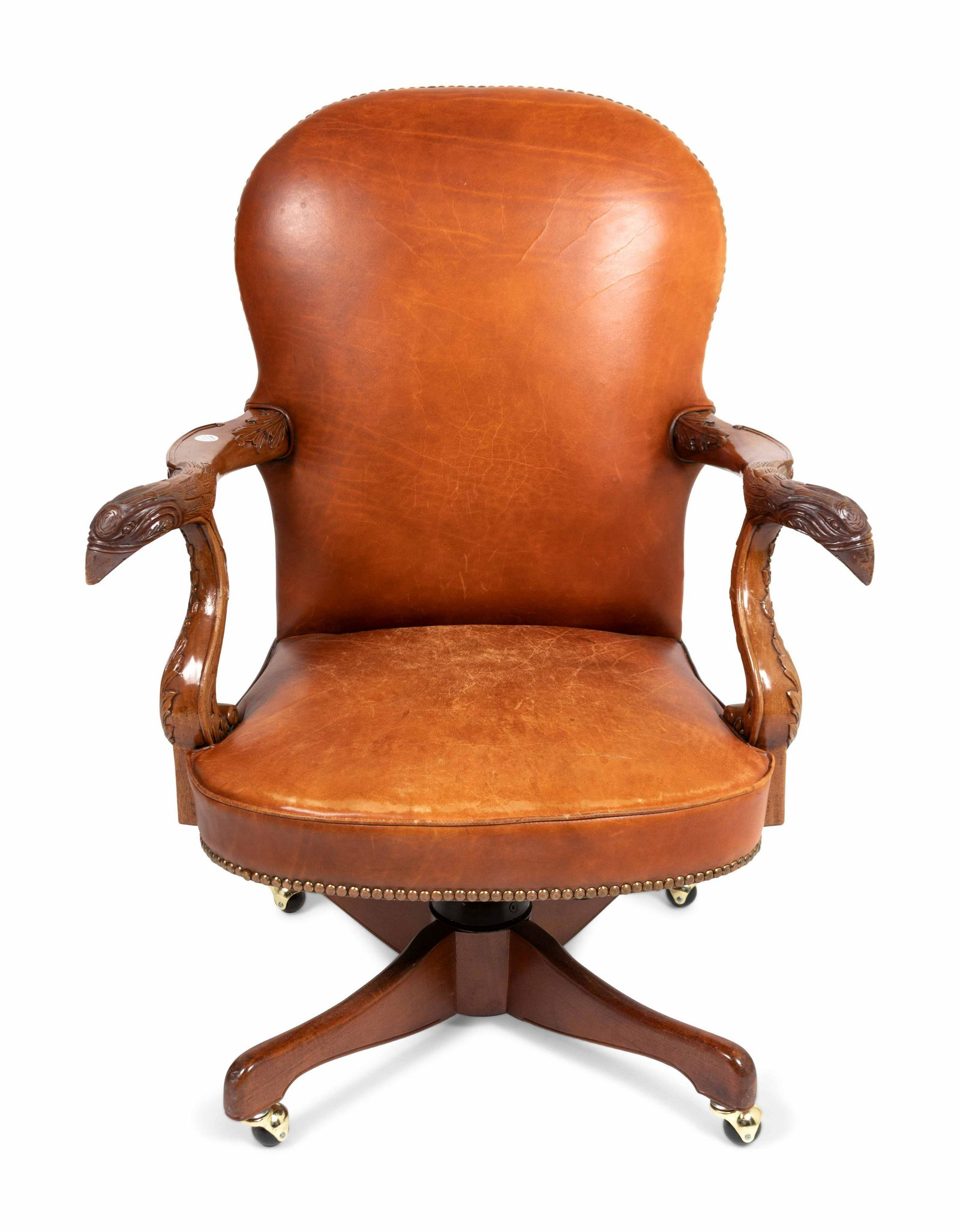 A George II Style Leather Upholstered Desk Chair Height (1 of 3)