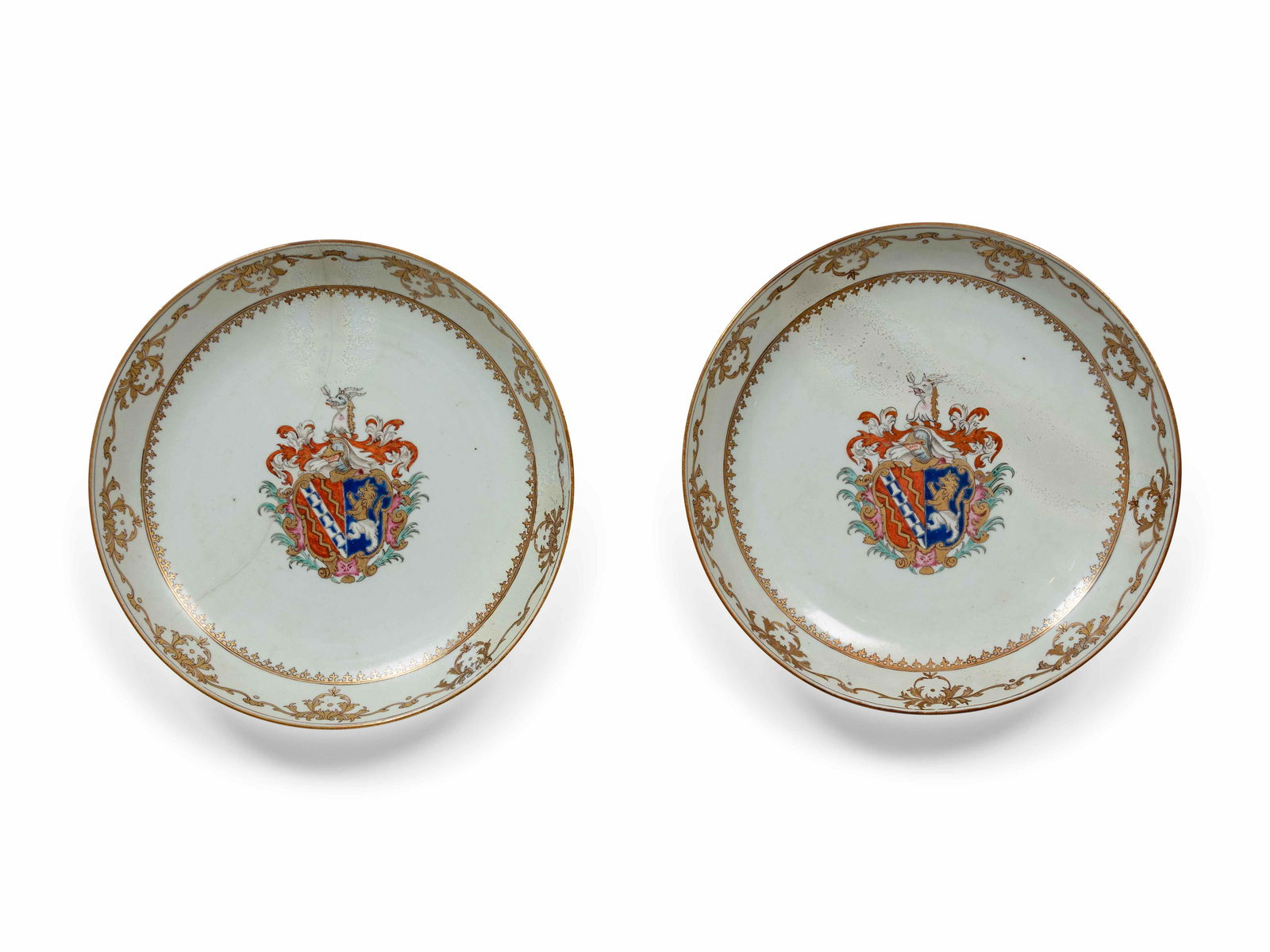 Two Chinese Export Porcelain Armorial Plates Diameter (1 of 2)