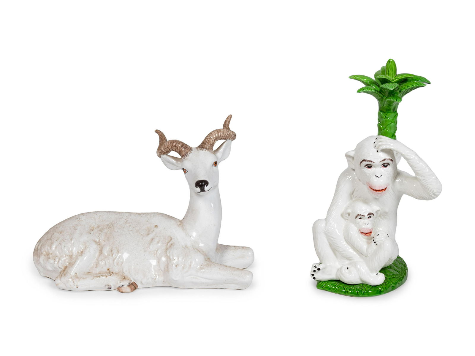 Two Glazed Pottery Animal Figures Height of tallest 16 (1 of 3)