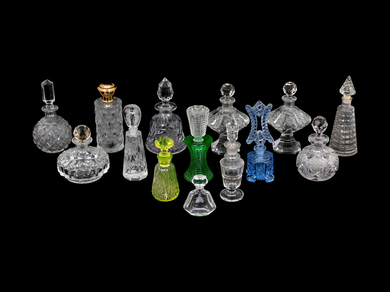Fourteen Glass Perfume Bottles Height of tallest with (1 of 1)