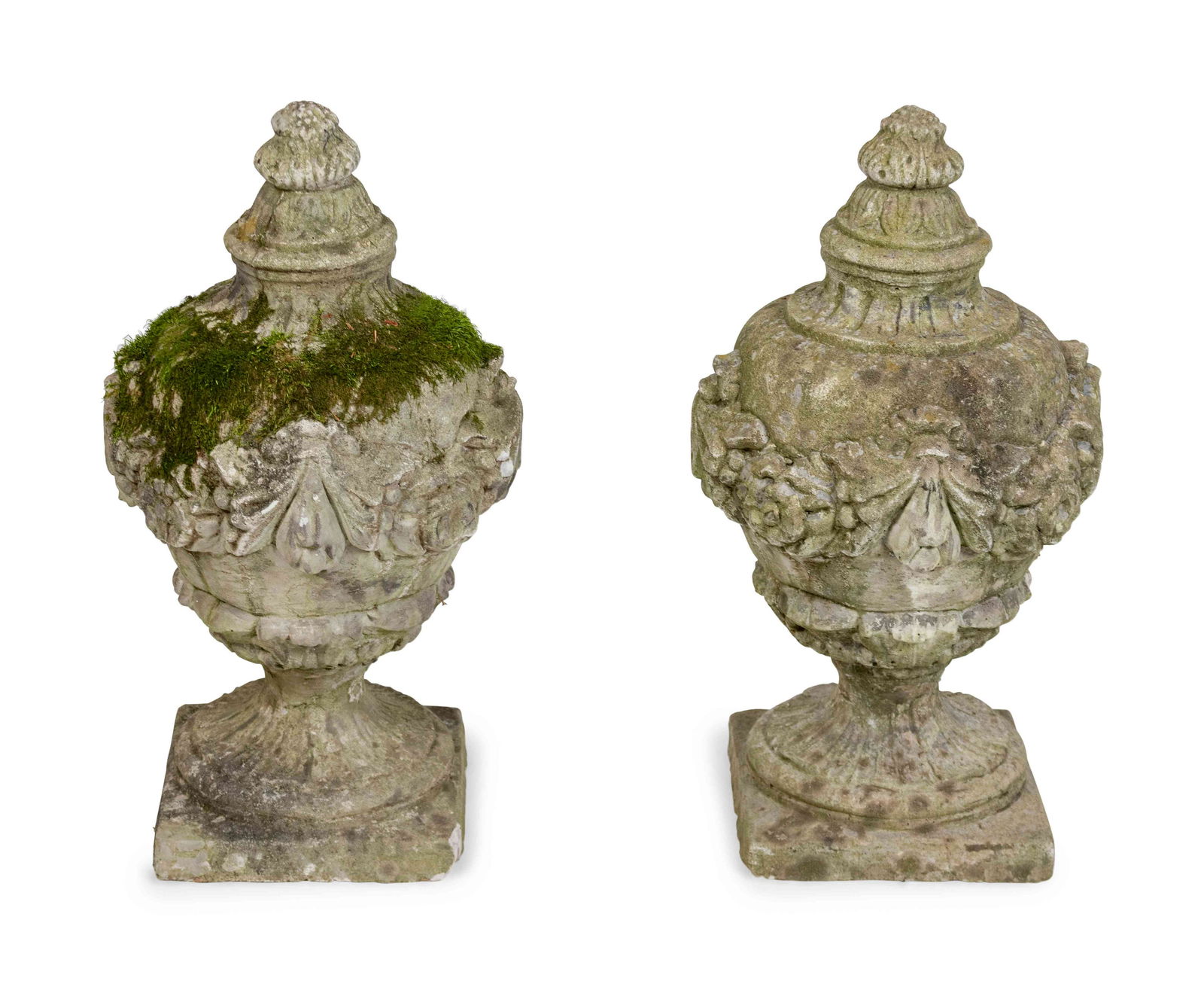 A Pair of Cast Stone Garden Urns Height 25 x width 12 (1 of 1)