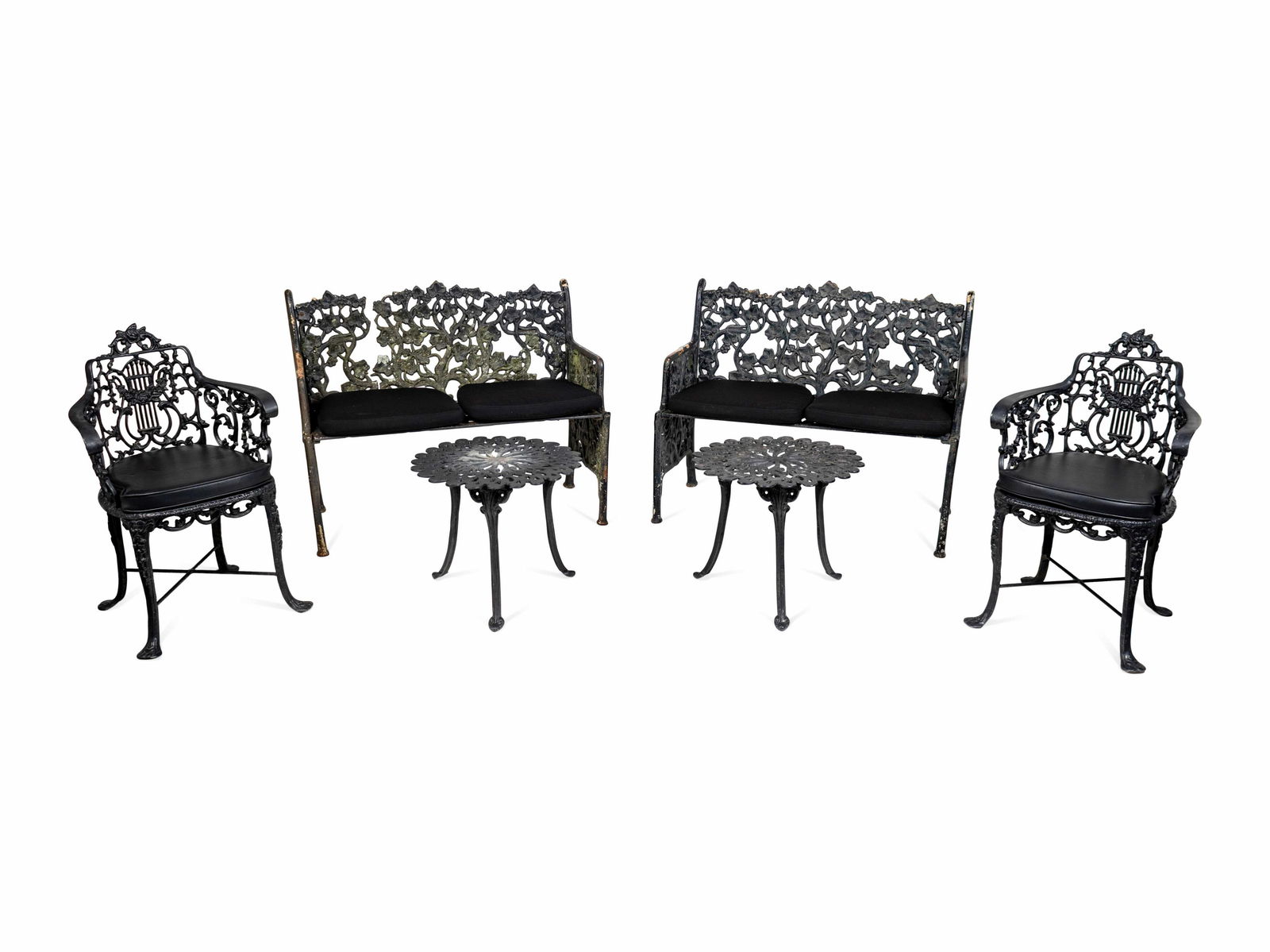 A Suite of Black Painted Metal Garden Furniture Height (1 of 3)