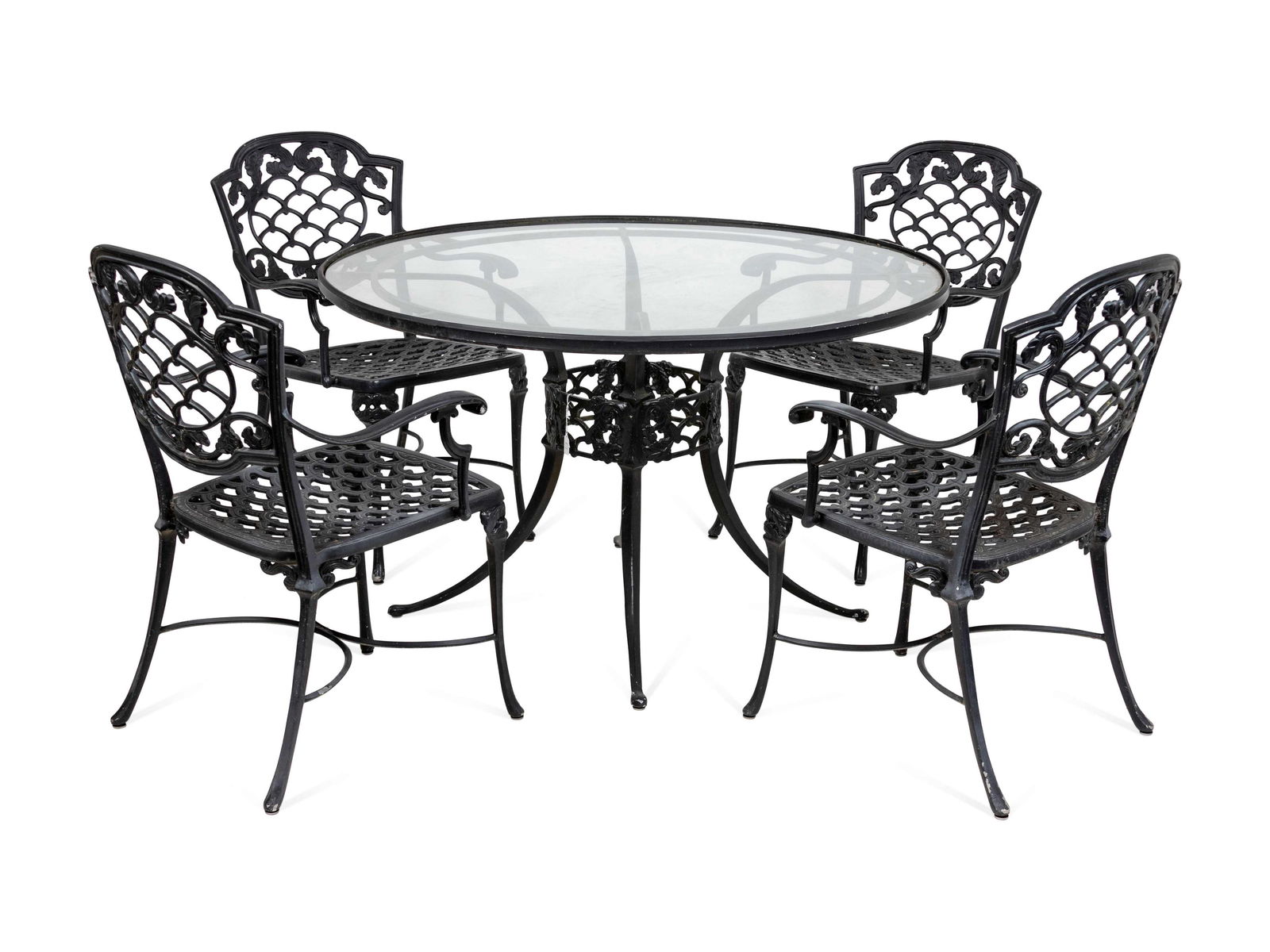 A Black Painted Metal Garden Table and Chairs Height of (1 of 1)