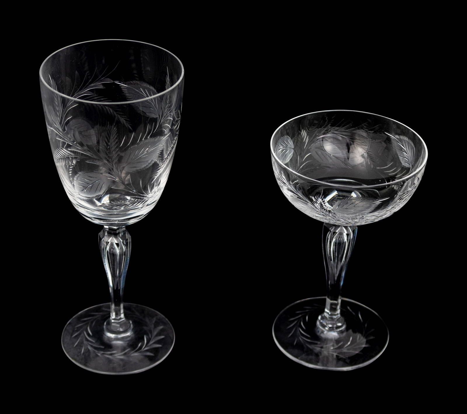 A Collection of Etched Glass Stemware Height of tallest (1 of 1)