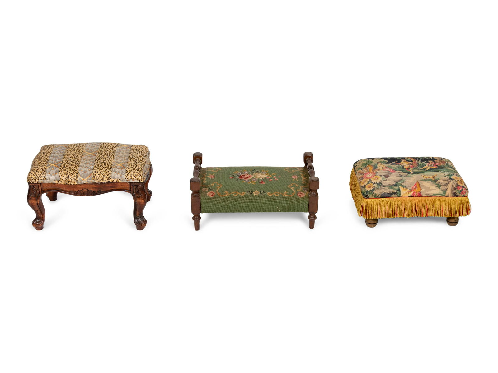 Three Upholstered Foot Stools Height of tallest 9 x (1 of 4)